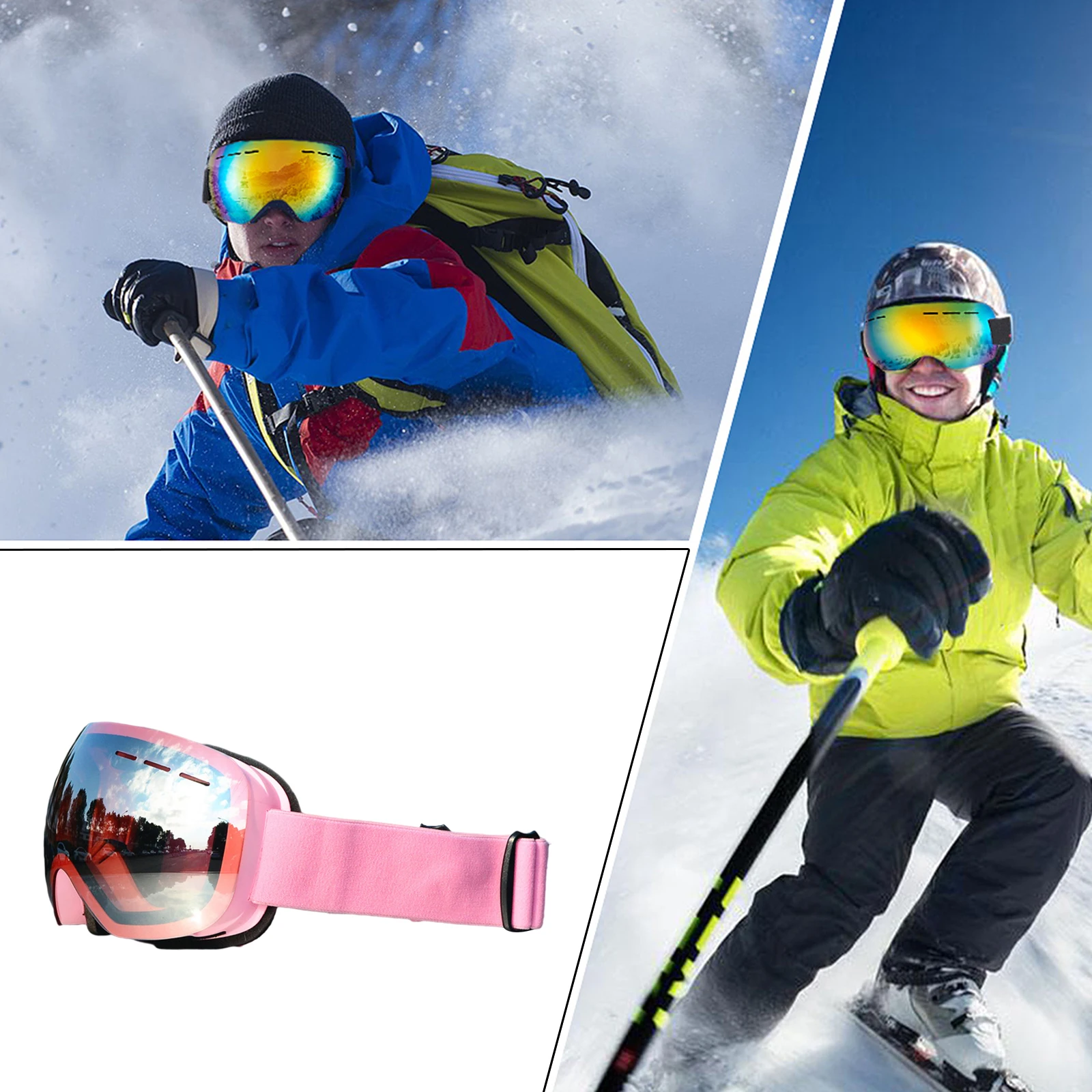 Ski Goggles Frameless UV Protection Safety Lenses for Snowmobile Women