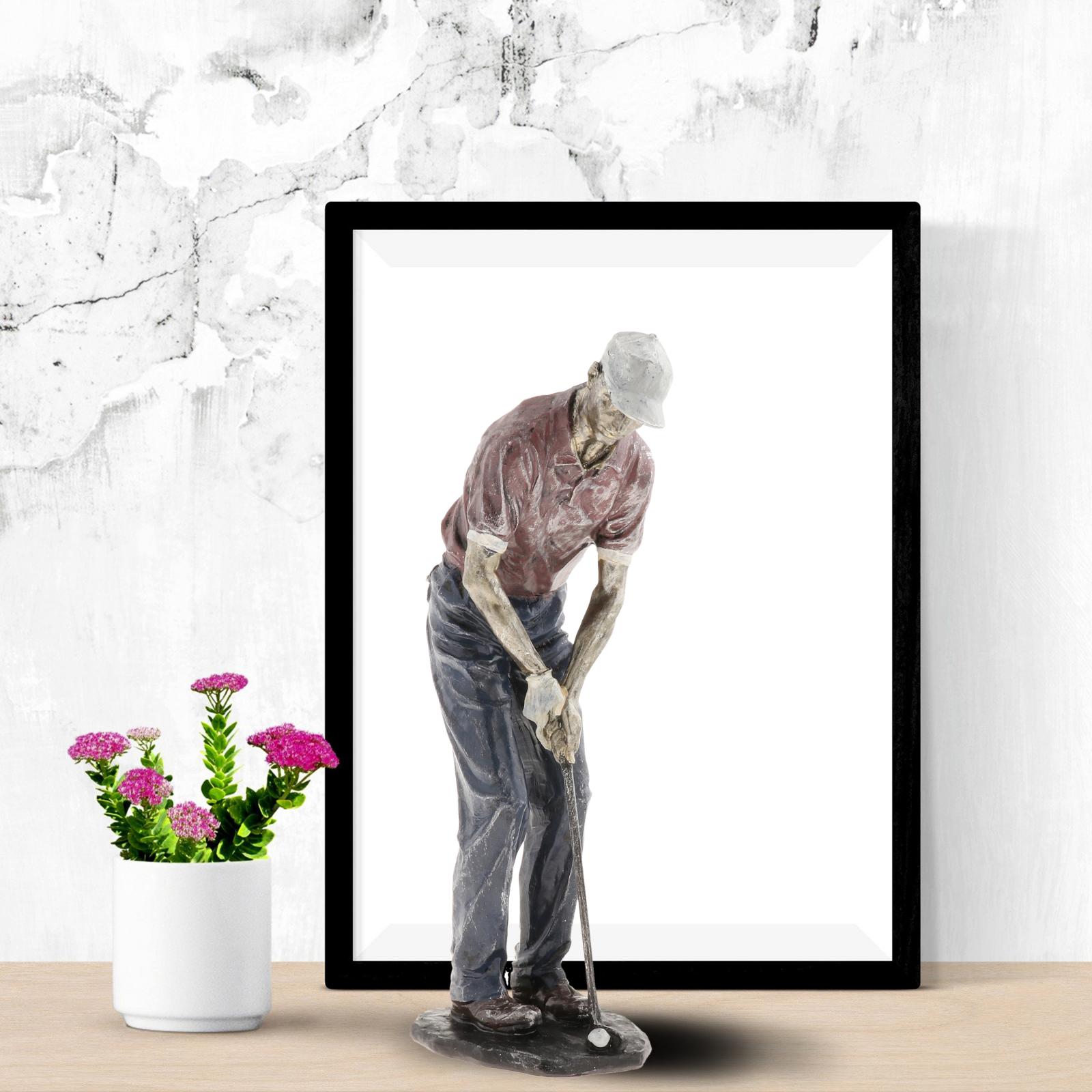Decorative Man Golfer Statue Ornament Handcrafts Sculpture Swinging A Golf Sport Club Shelf Bookcase Decor Gift Collectible