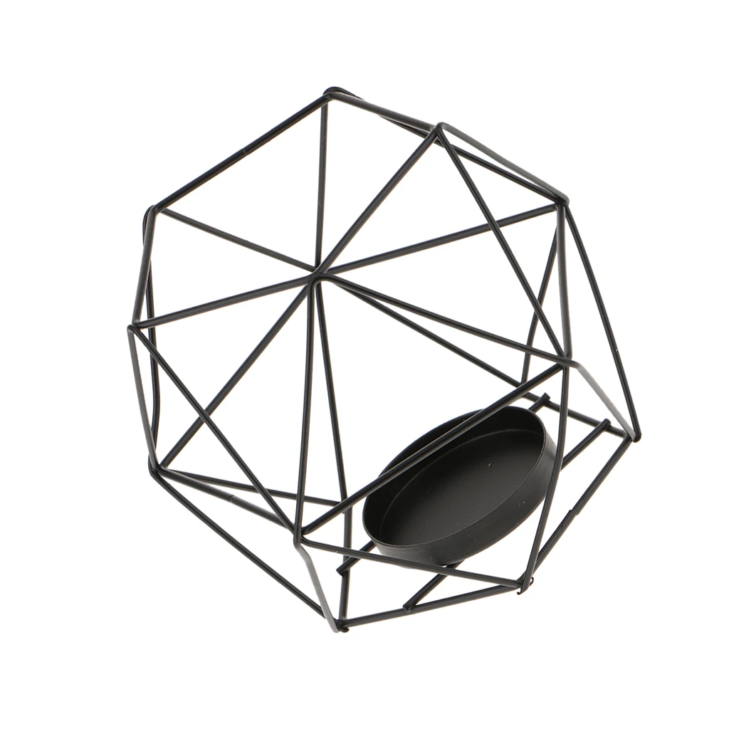 3D Geometric Candle Holder Iron Wire Wedding Tea Light Holder Home Bar Decor