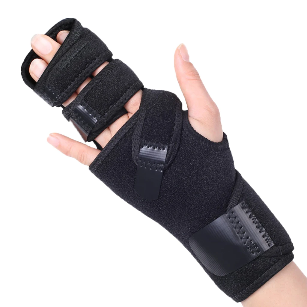 Wrist Brace Hand Support Finger Splint with 3 Fastening Straps for Men Women Exercise Straps for Bowling Arthritis Joint Pain