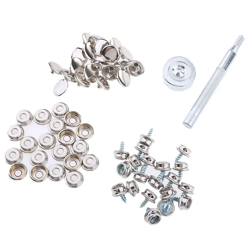 62Pcs Boat Cover Snap Button Fastener Kit 3/8