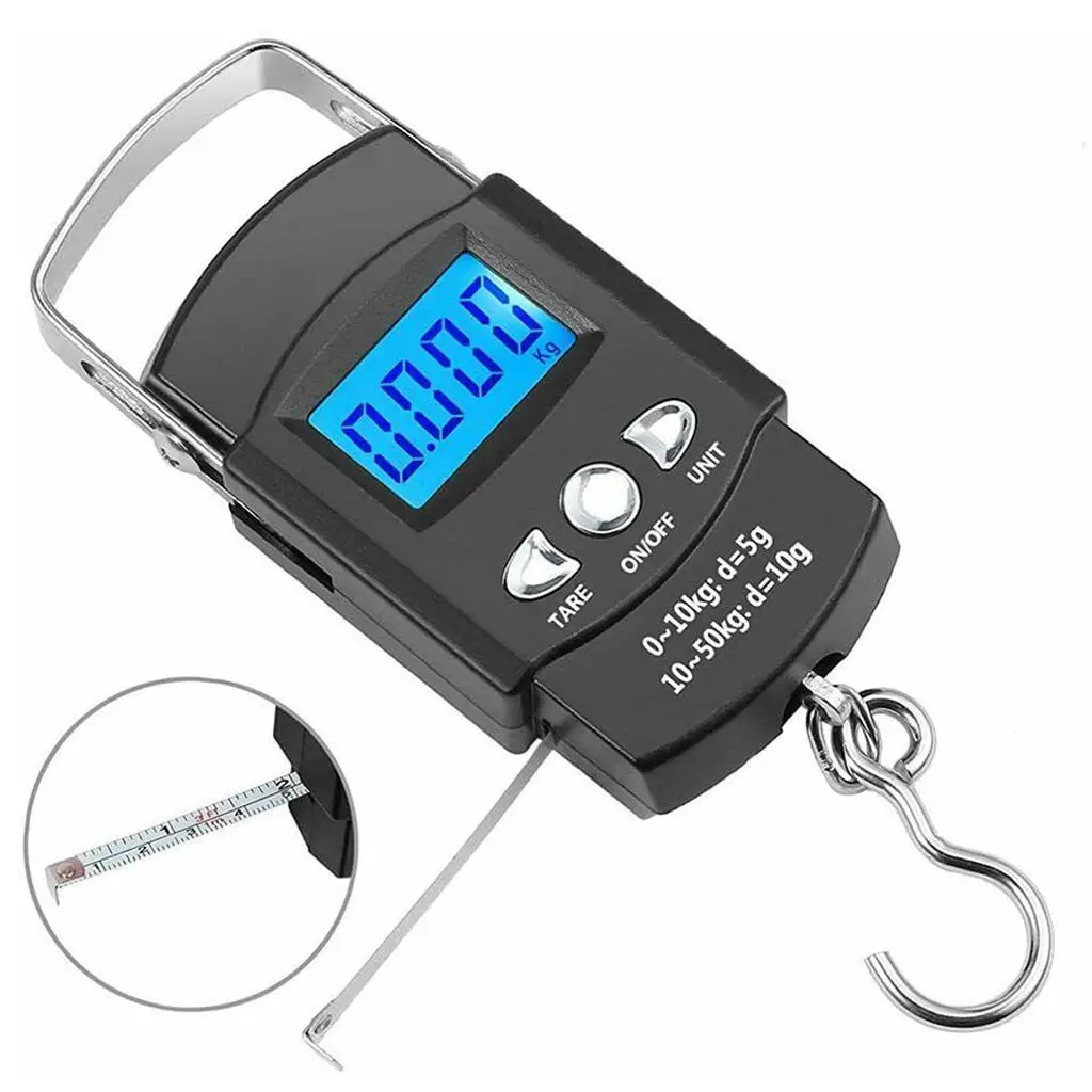 50kg Digital Travel Fishing Luggage Electronic Scales Hook Hanging Scale Pocket Size 110lb/50kg LCD Scale Fishing Balance