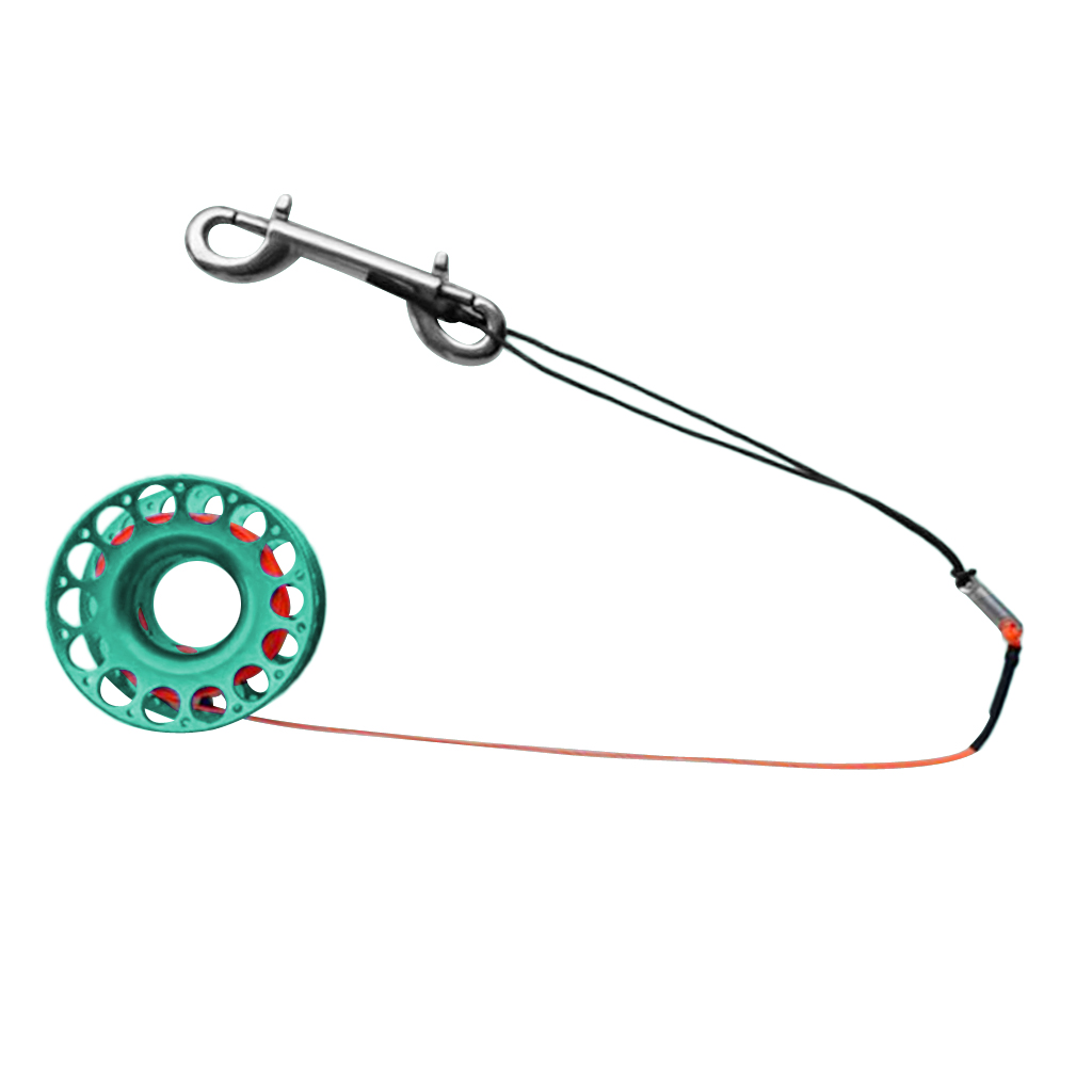 Scuba Diving Dive Aluminum Alloy Finger Reel Spool 30m Line Bolt Snap