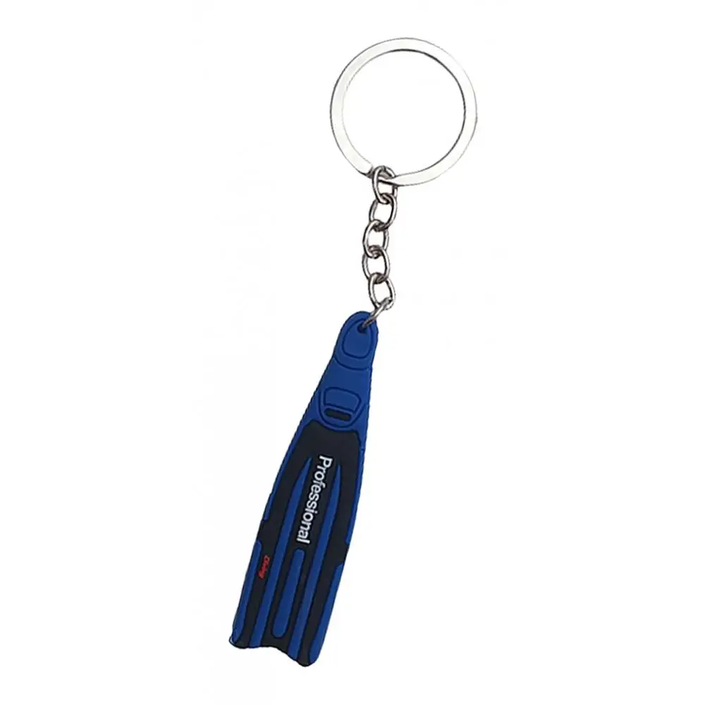 Diving Fin  Key Chain  With Steel Key  For Divers Dive Fans Lover