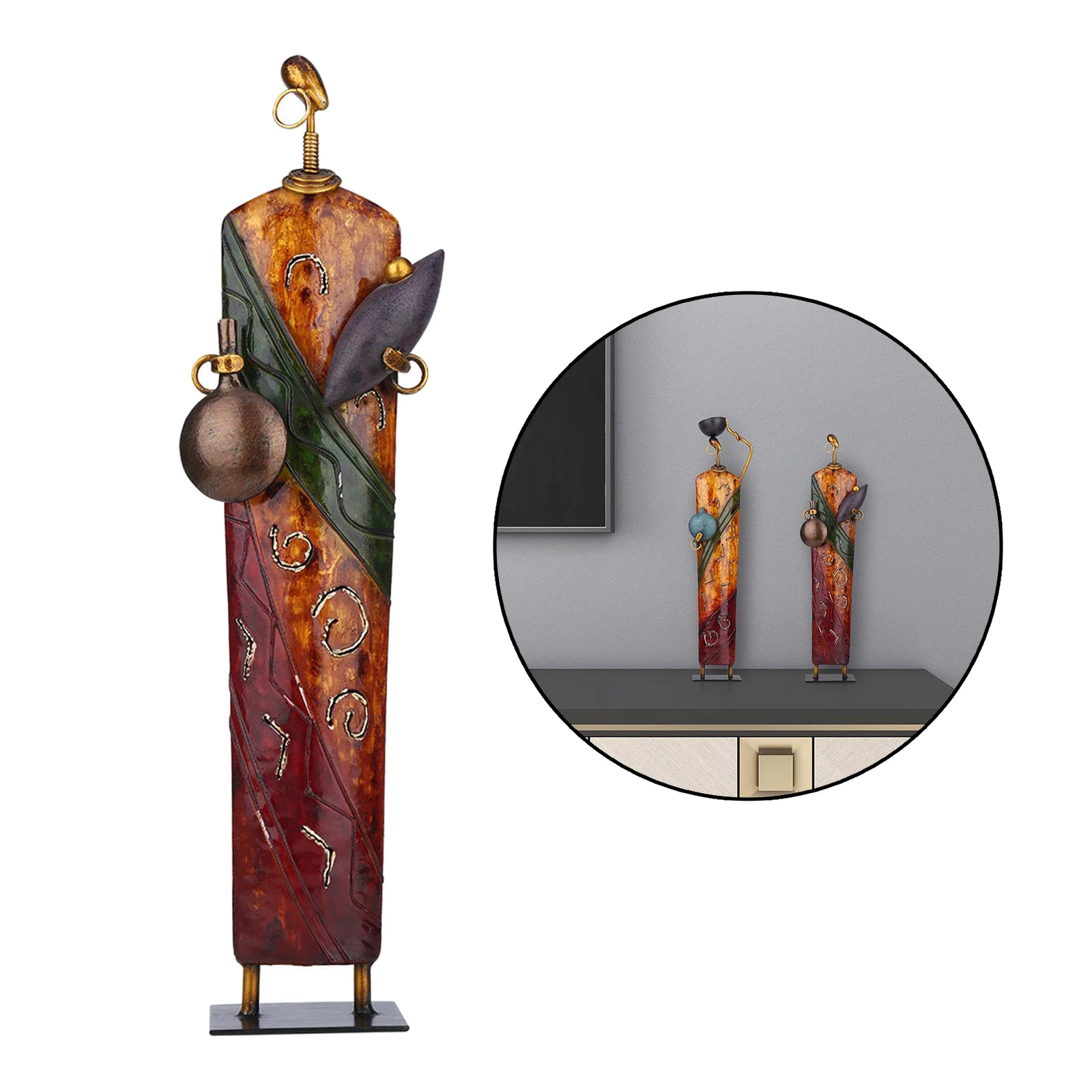 Retro African Woman Sculpture Artistic Character Statue Table Stand Decor B