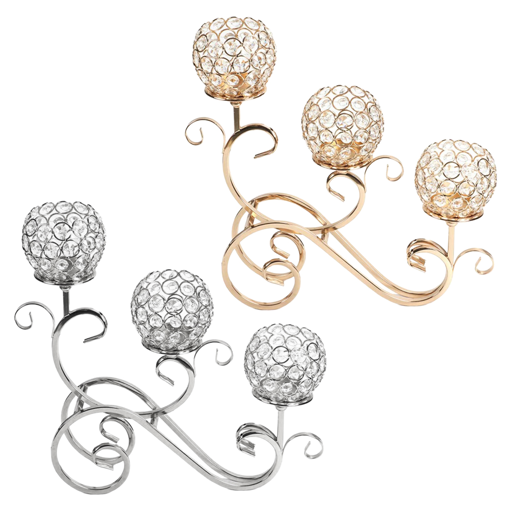 Crystal Candle Holder Decorative Sparking Globe Candelabra Wedding Centerpiece Tabletop Desk Tealight Stand Candle Stick