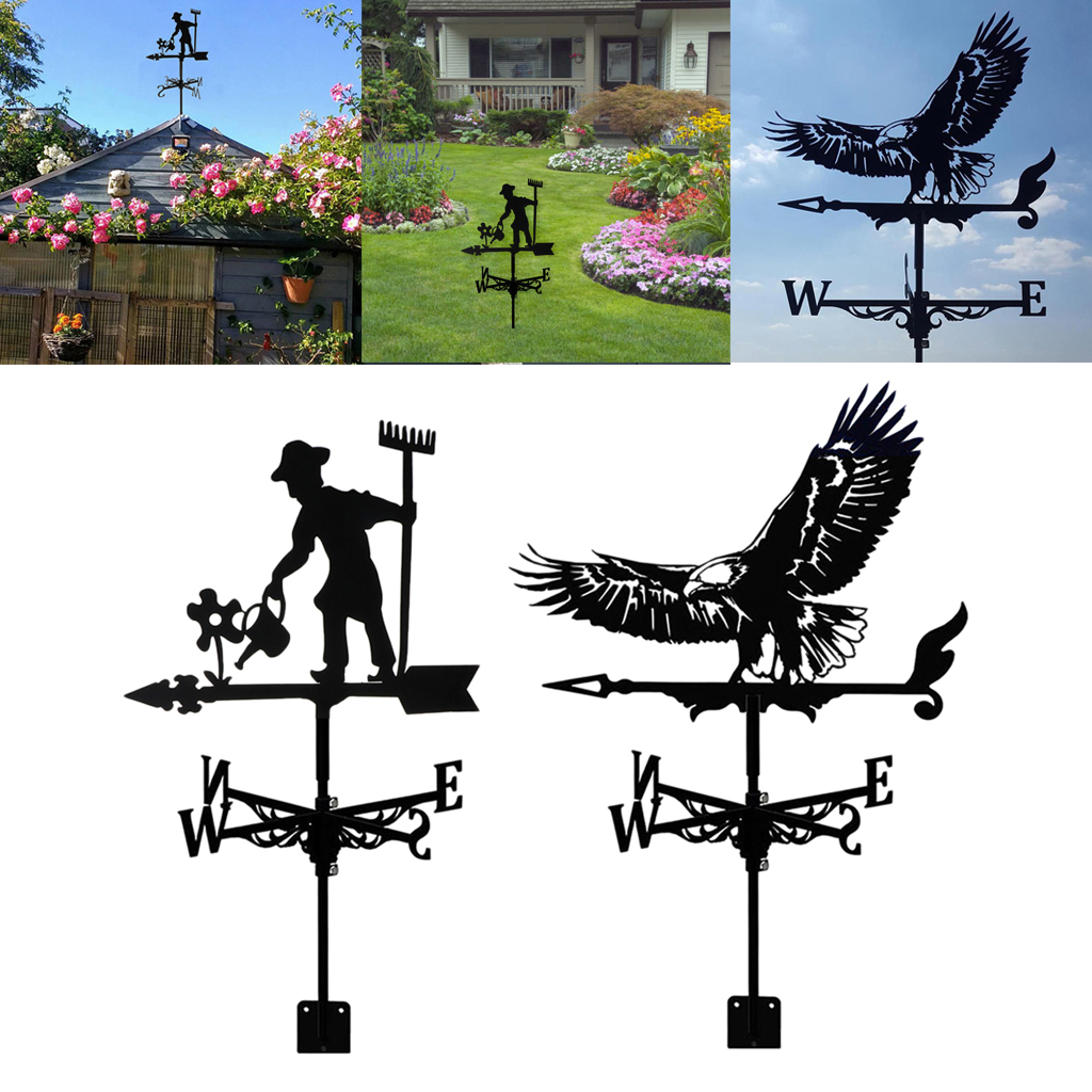 Metal Weathervane Roof Mount Weather Vane Outdoor Garden Farm Ornament Decor