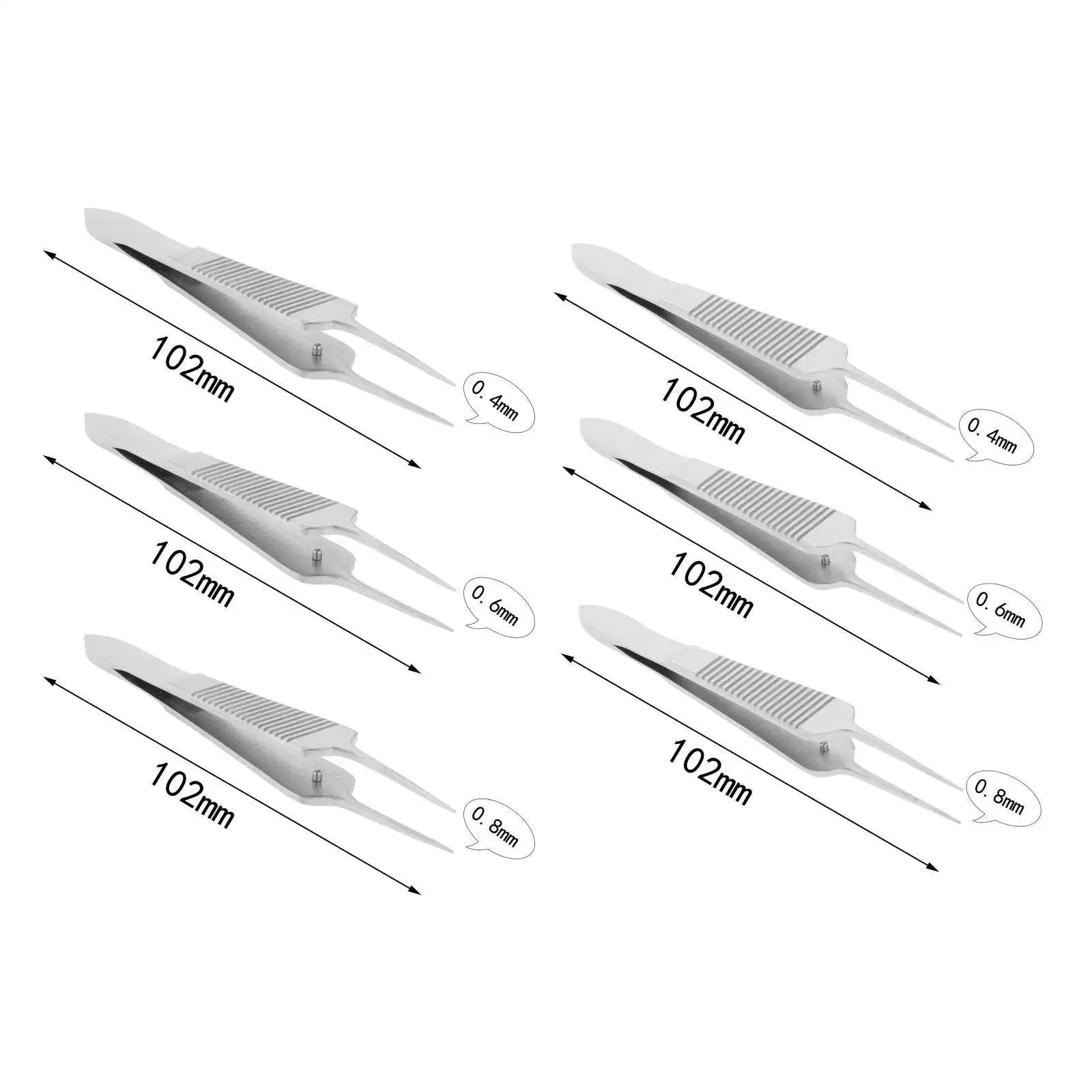 Micro Forceps Safety Use Pointed Short Tweezers for Cosmetic Surgery Hair Removal Hotel - Diameter 0.4 mm, Serrated 102mm