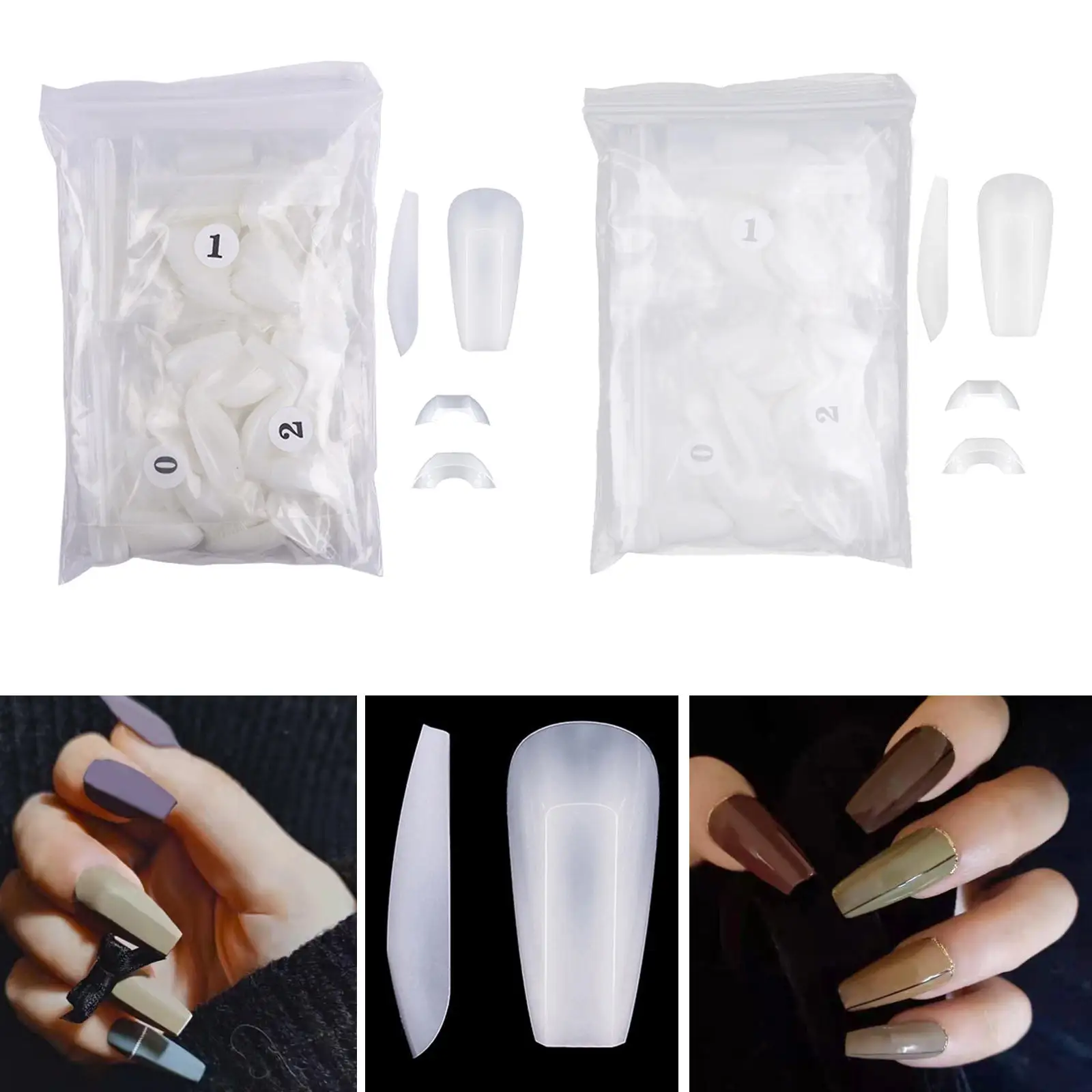 504x False Nail Tips Simple Operation Manicure Nail Care Artificial Portable for Parties Weddings Appointments Lady Girls