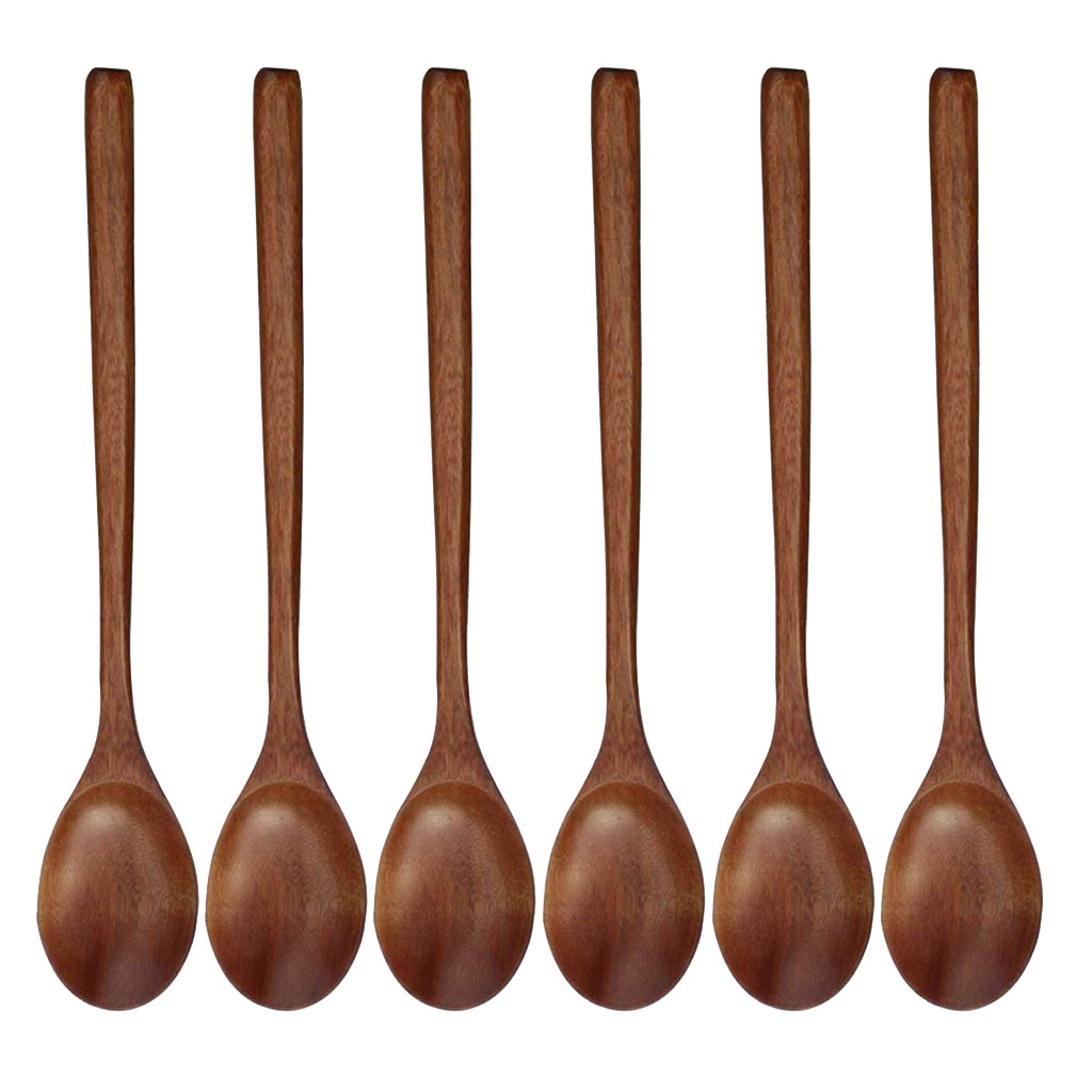 6PC Wooden Spoon Porridge Soup Home Restaurant Kitchen Cooking Tool Utensil Set