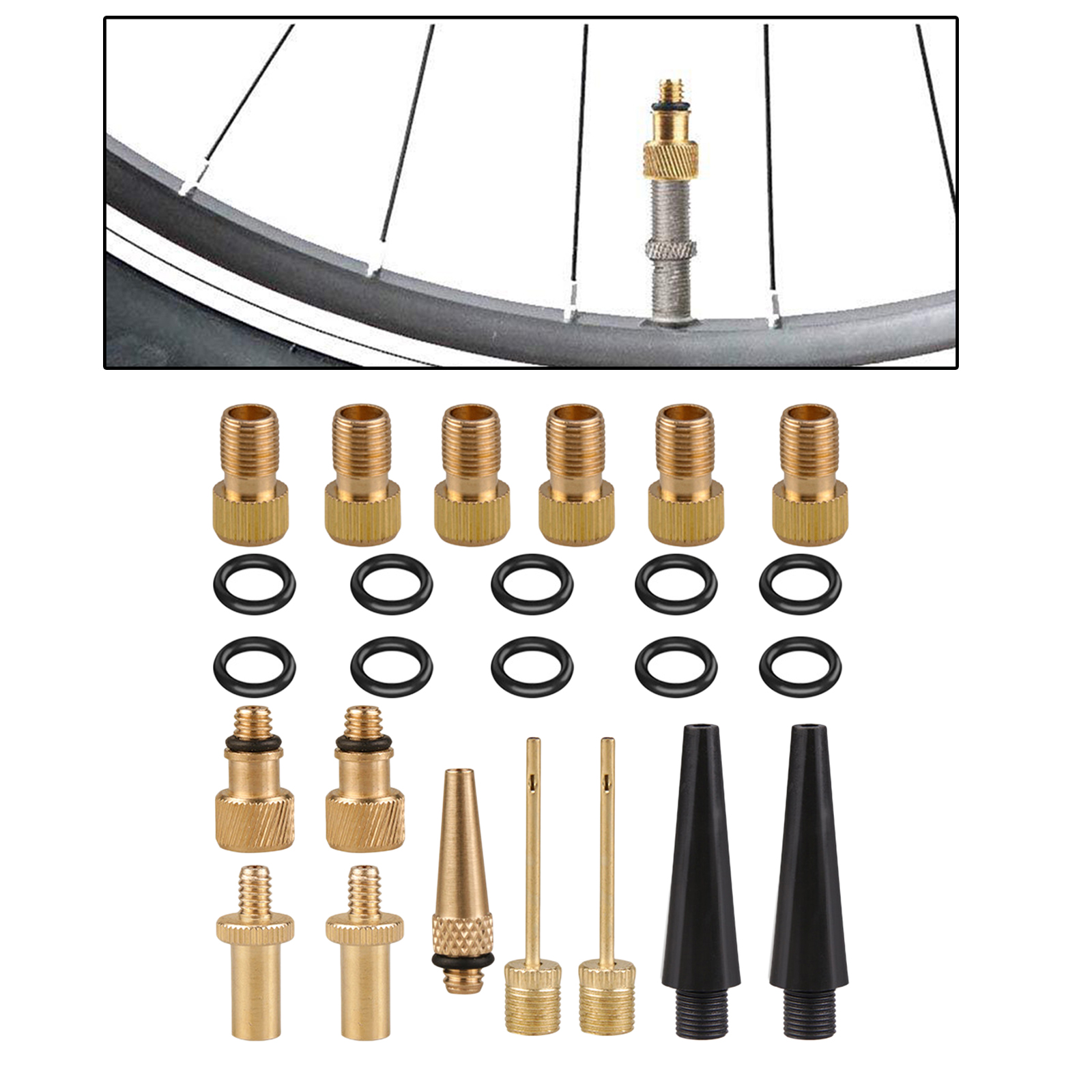 Road Bike Valve Adapter Converter Bicycle Pump Tube Presta To Schrader with Sealing O-Ring Cycle Accessories Needle Converter