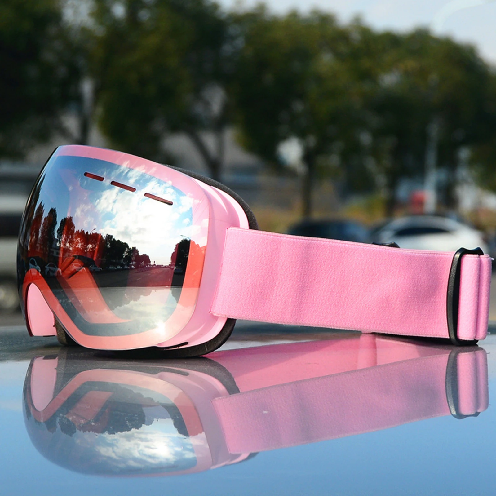Ski Goggles Frameless UV Protection Safety Lenses for Snowmobile Women