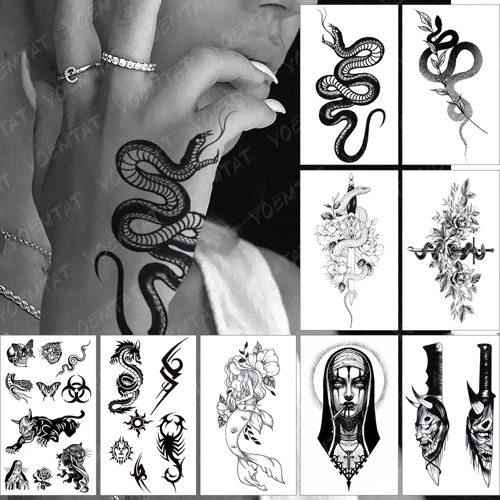 Best of Waterproof Temporary Tattoo Sticker Old School Flash Tatoo Dark Snake Scorpion Arm Wrist Fake Tatto For Body Art Women Men Reviews & Tips