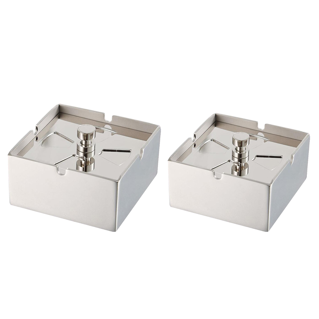 Stainless Steel Square Cigarette Ashtray Ash Tray Home Pub House Cafe Indoor Outdoor Home Office Car 5