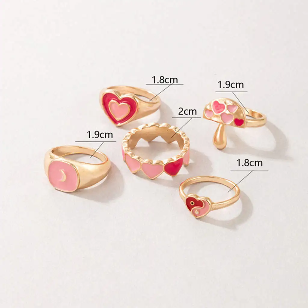 5 Pieces Stylish Rings Boho Ornament for Mother Daughter Party Daily Work