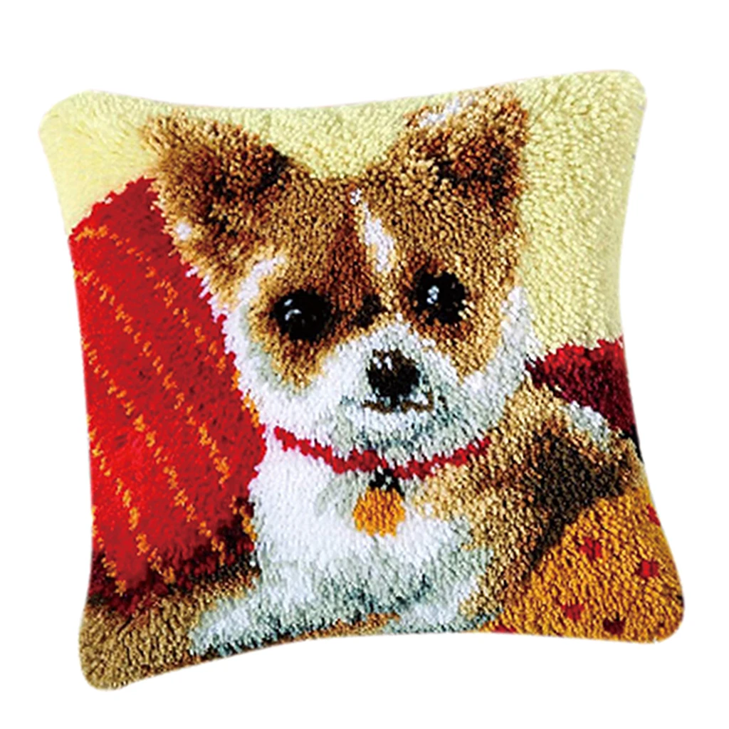 DIY Rabbit Cat Dog Wolf Latch Hook Kit Rug Pillowcase Cushion Embroidery Carpet