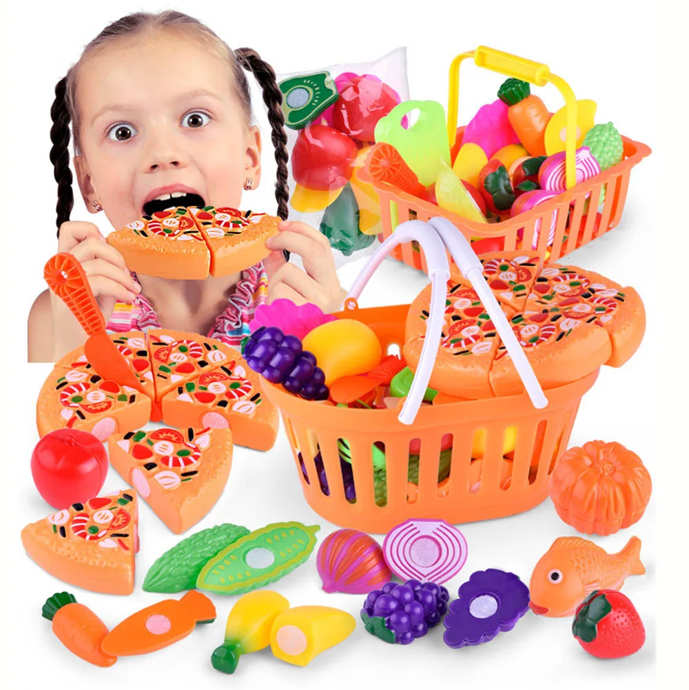 24PCS Kids Pretend Role Play Kitchen Fruit Vegetable Food Cutting Toys Role Play 