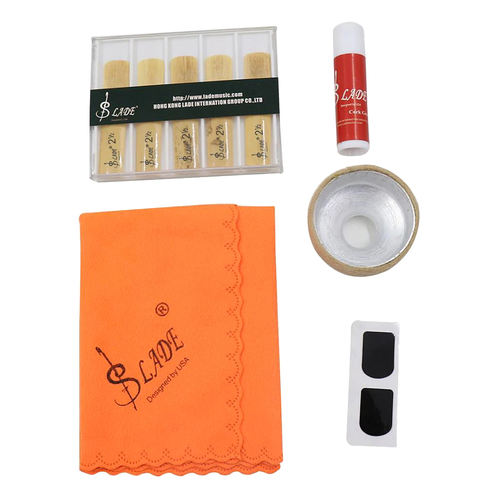 Soprano Saxophone Cleaning Maintenance Kit Reeds Mute Cork Grease Cleaning Cloth for Wind Woodwind Instrument