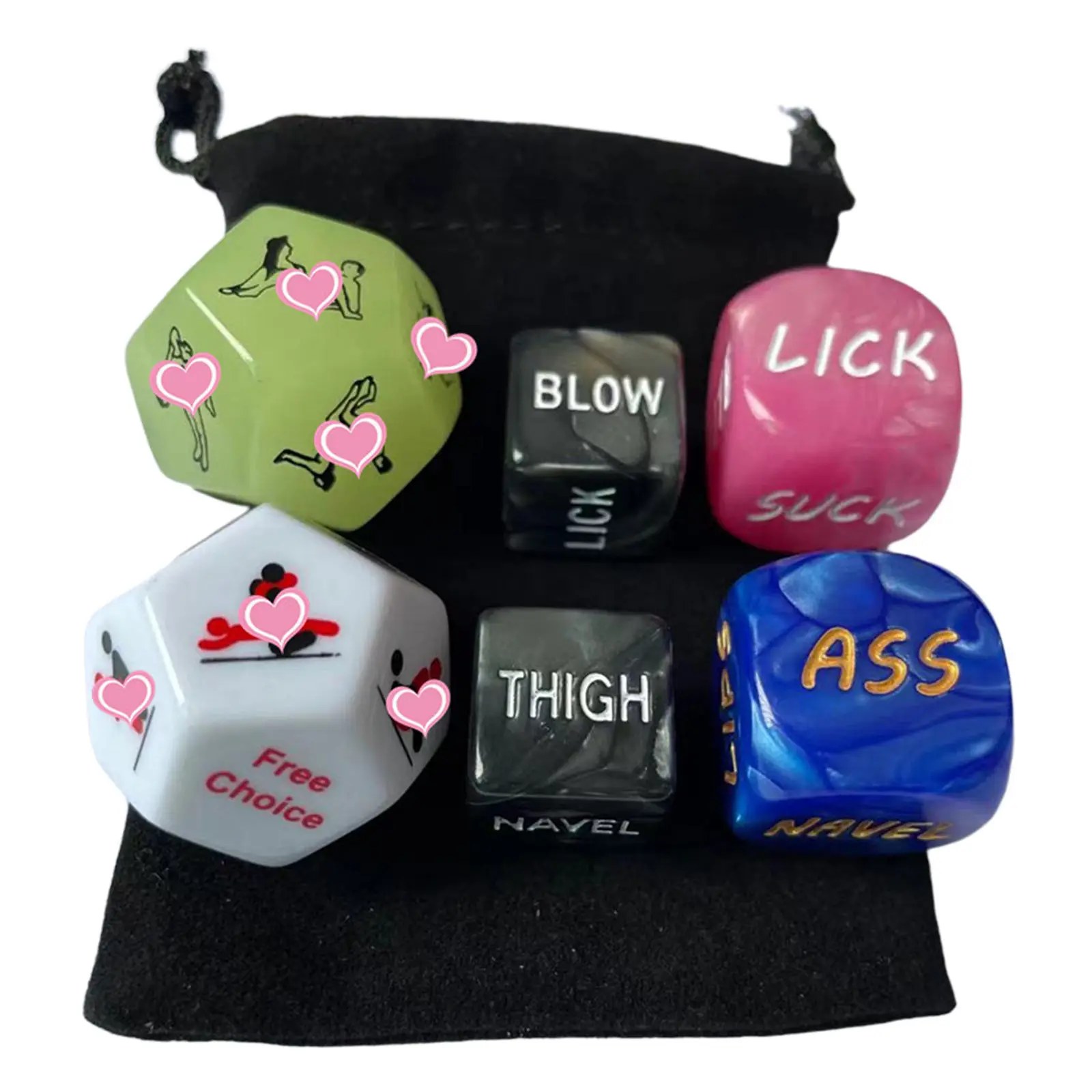 Acrylic Funny Love Dice Erotic Love Fun Adult Funny Posture Toy for Games Bachelor with Cloth Bag