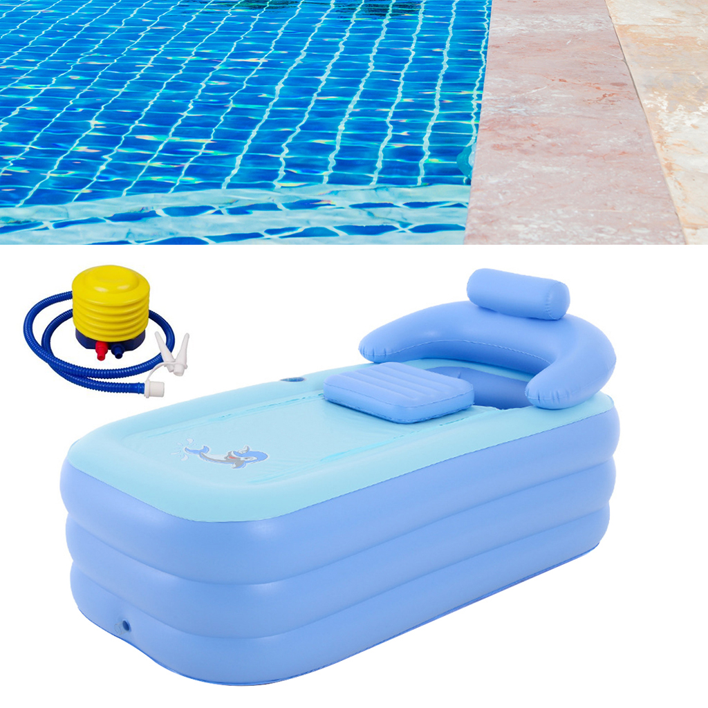Durable PVC Inflatable Bathtub 160x84x64cm  Bath Tub Armrest Hot Tub