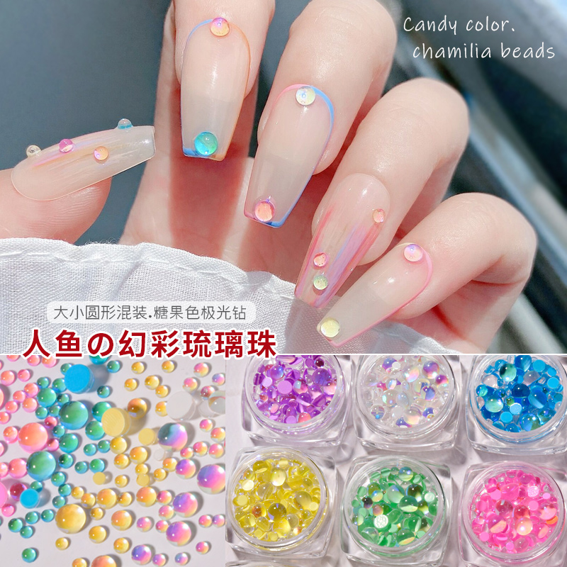 Best of Candy Colors Mixed Size Mermaid Round Glass Crystal Beads AB 3D Nail Art Rhinestones DIY Flatback Acrylic Stones Decorations Reviews & Tips