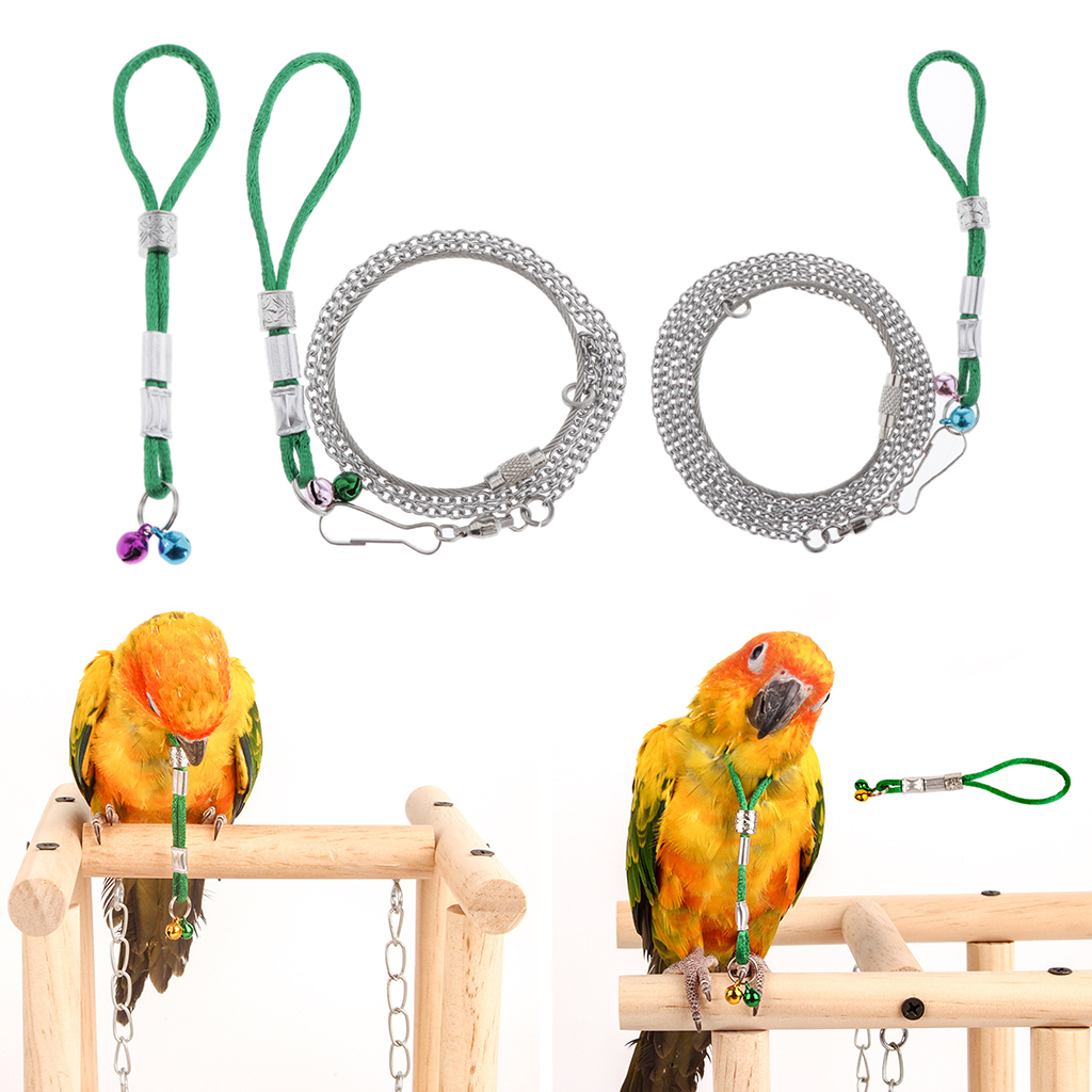 Adjustable Bird Harness Lead Leash with Bells Parrot Wing Traction Rope