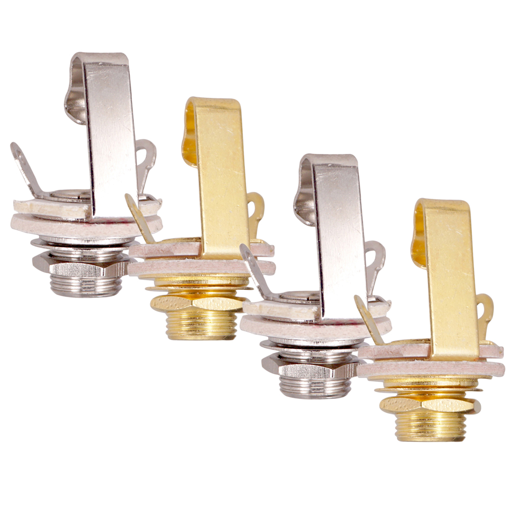 2x Brass Mono 1/4'' Guitar Output Plug Socket for Guitar Bass Replacement