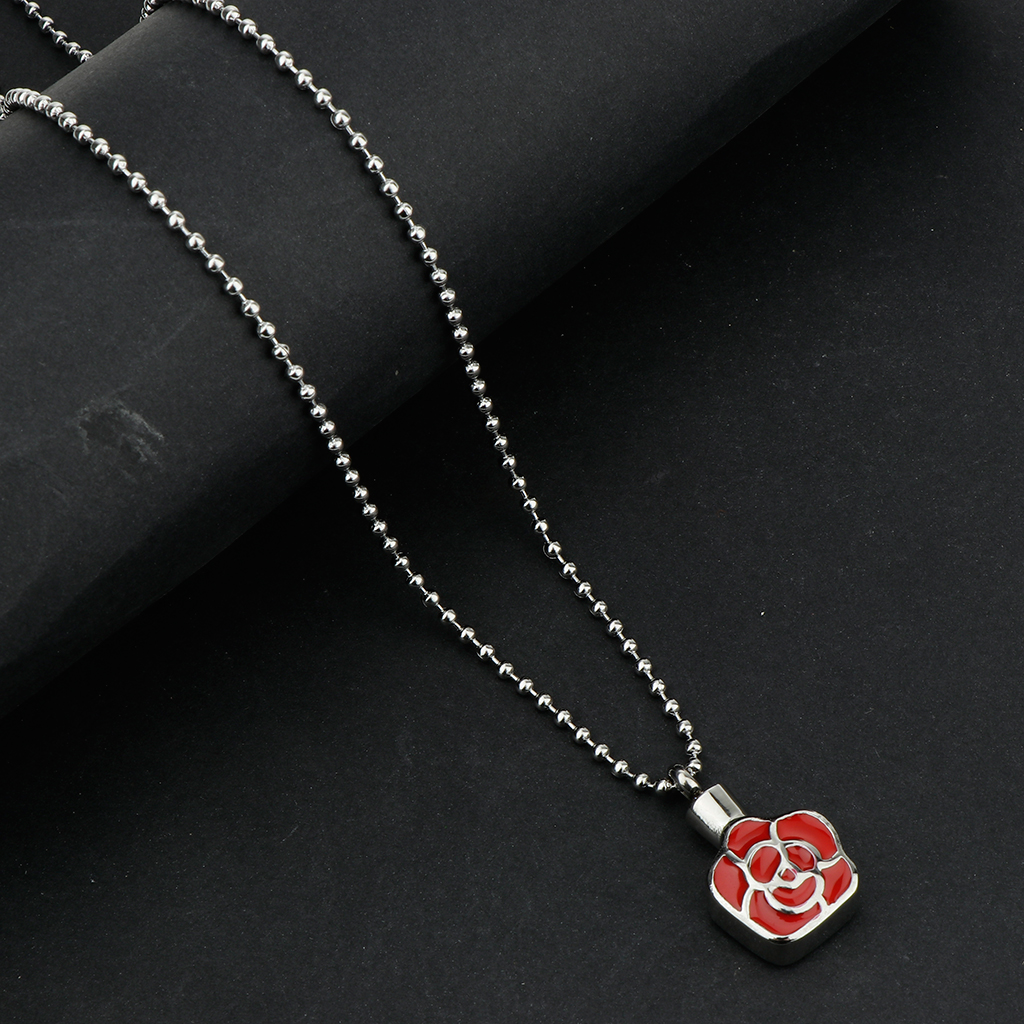 Multiple Style Stainless Steel Urn Necklace Pendant with Beaded Chain Cremation Ashes Keepsake Memorial