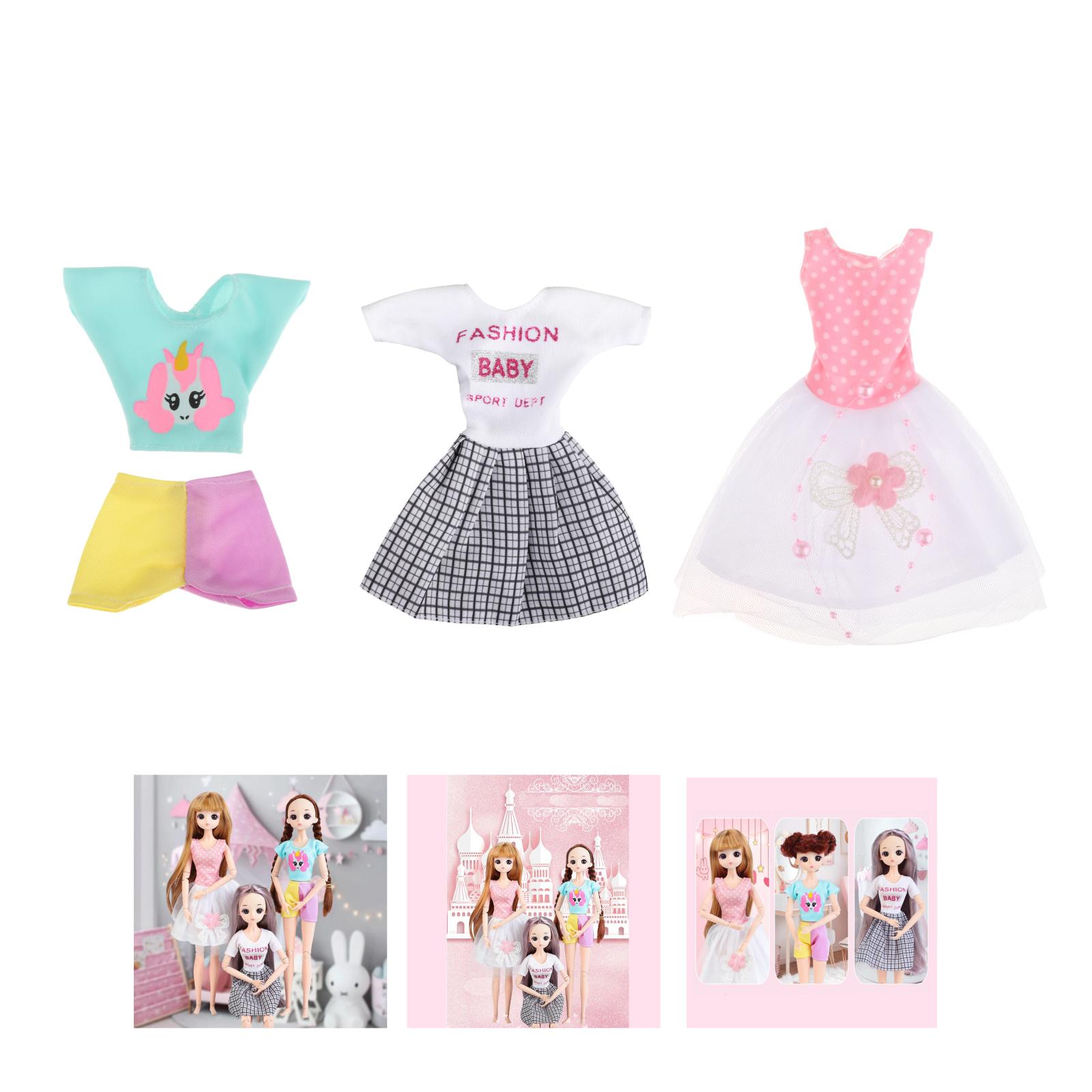 3 Set Lovely 12 Inch Mini Girl Doll Dress Clothes Shoes 1/6 Matching Outfits