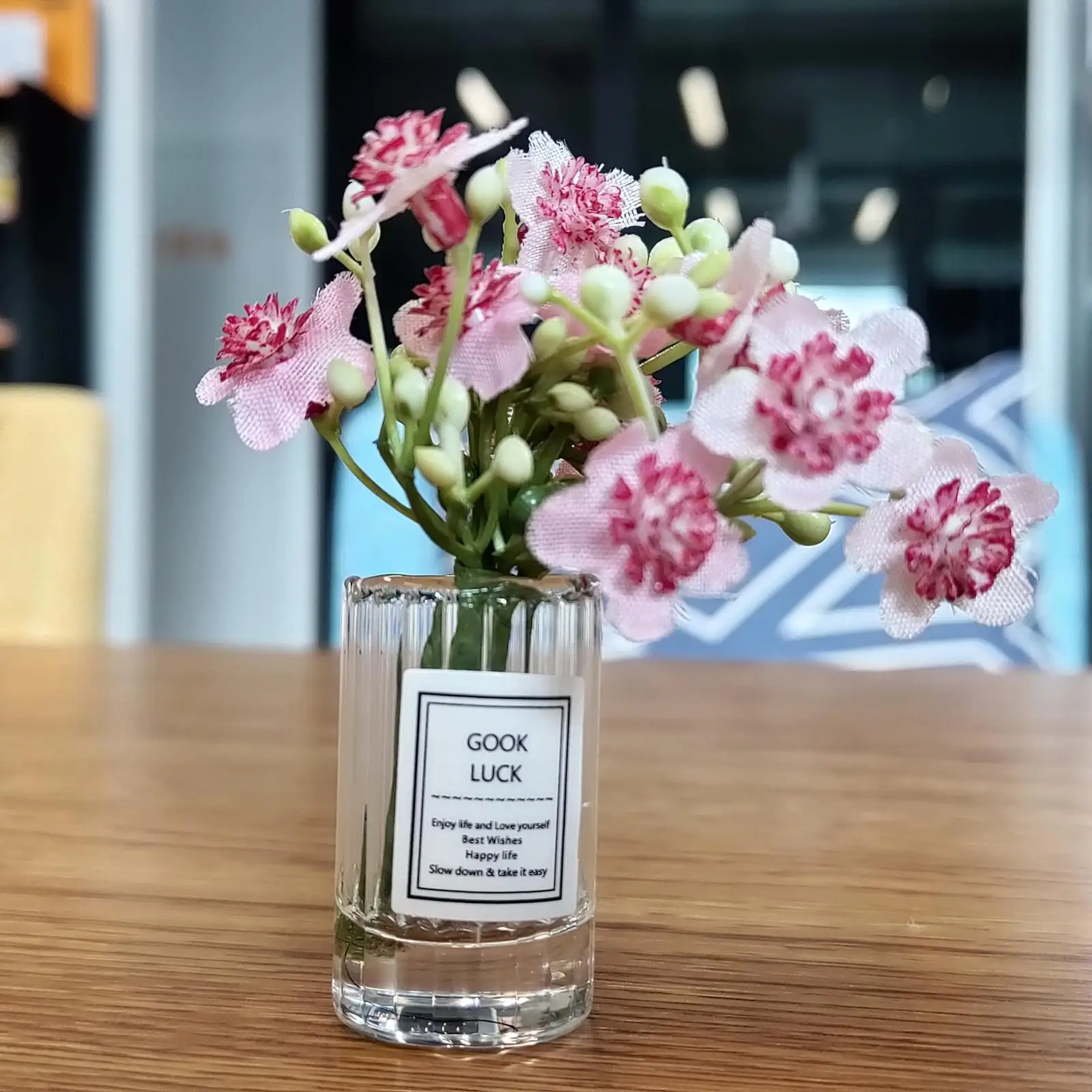 1:6 1:8 Doll House Miniature Plastic Jasmine with Vase for Table Life Scene
