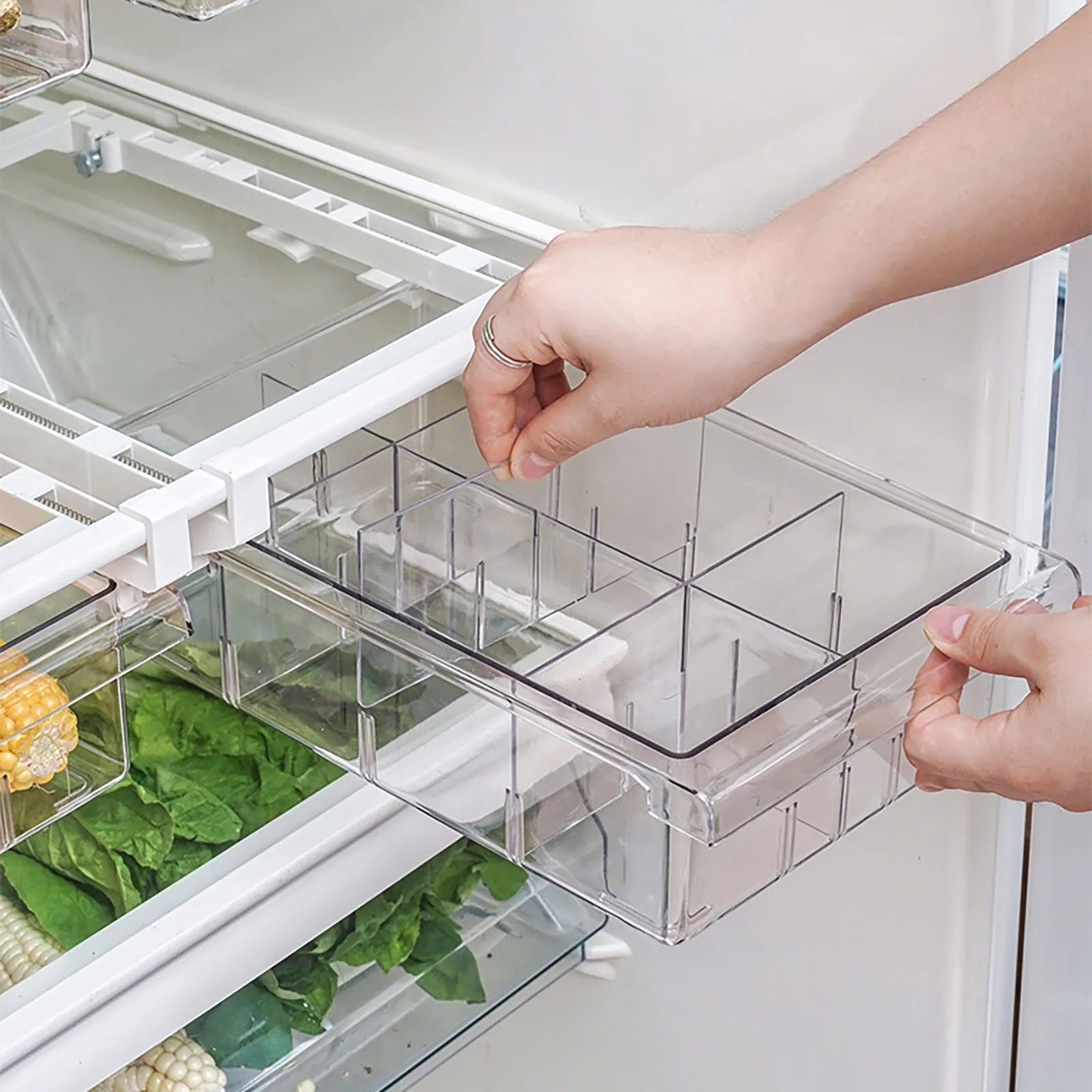 Creative Retractable Food Storage Basket Refrigerator Fresh-Keeping Drawer Storage Container Multifunctional Household Organizer