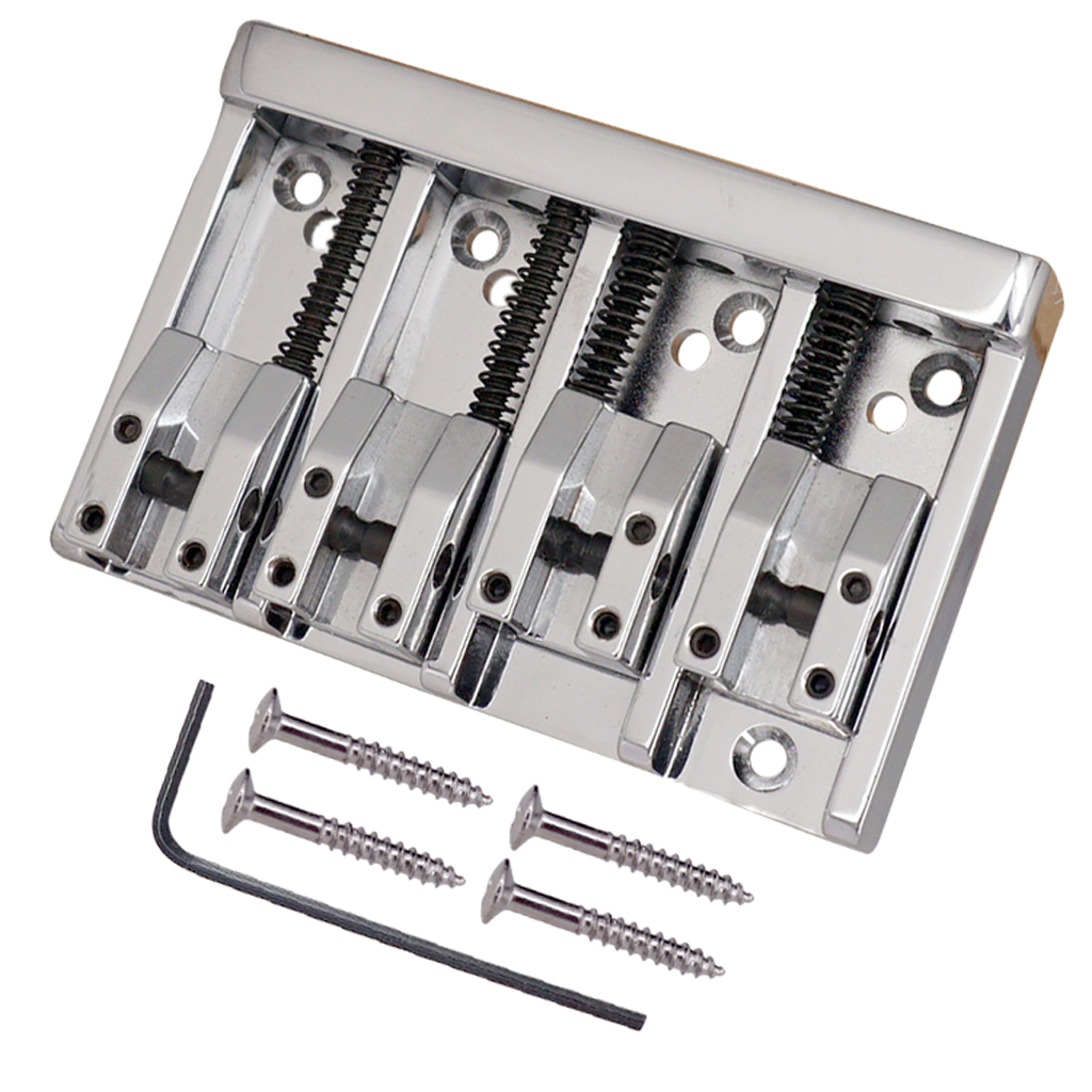 Iron DIY Roller Saddle Bridge Tailpieces Silver for 4 String Electric Bass