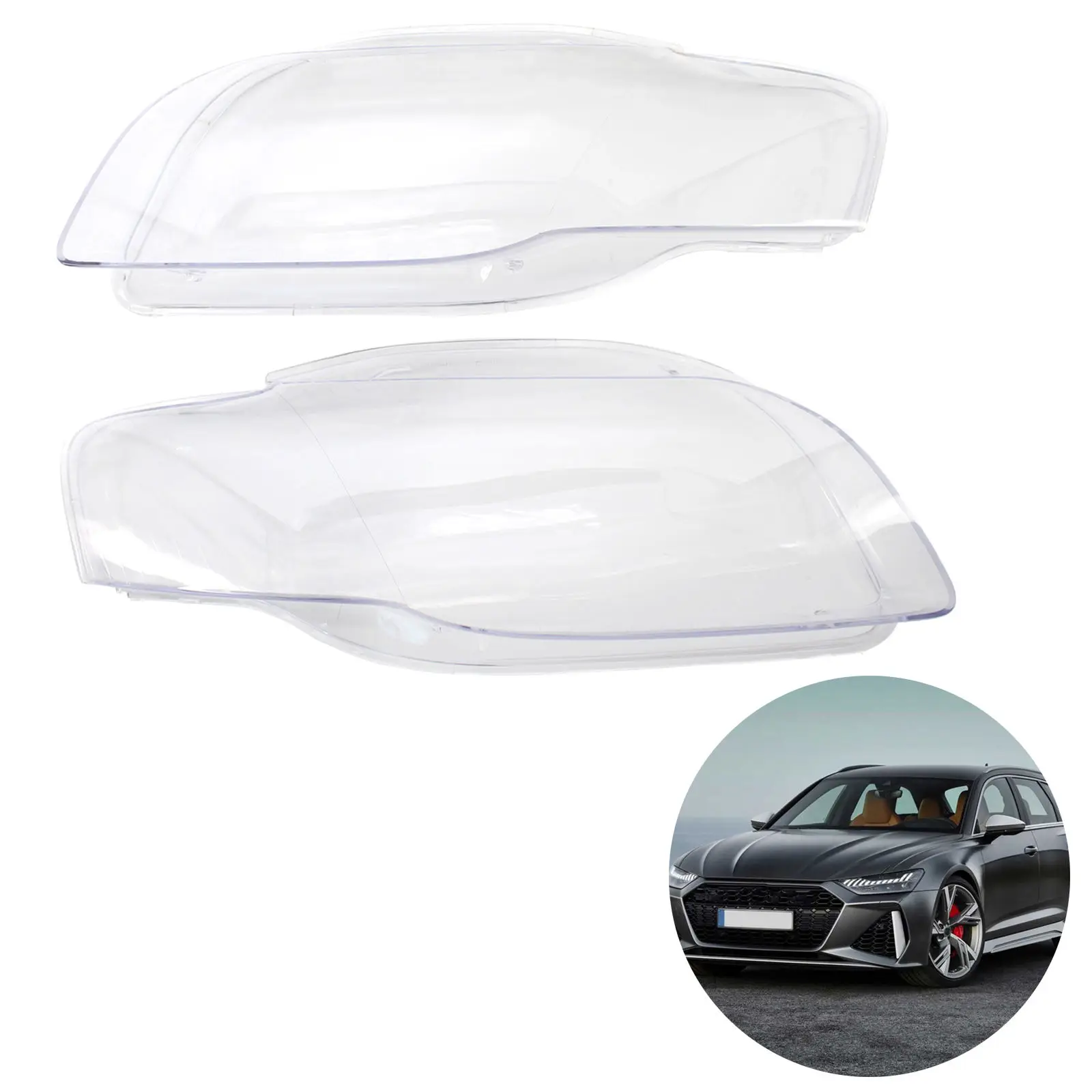 Lens Cover 1 Pair Dustproof Headlight Lampshade Fits for Audi A4 B7 S4 2005-2008 8E0941003 8E0941004