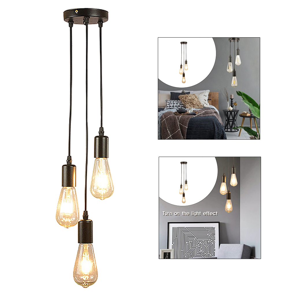 Ceiling Vintage Hanging Pendant Lamp Holder Industrial 3 Lighting Light Kit Bulb Holder Antique Retro E27 Fitting
