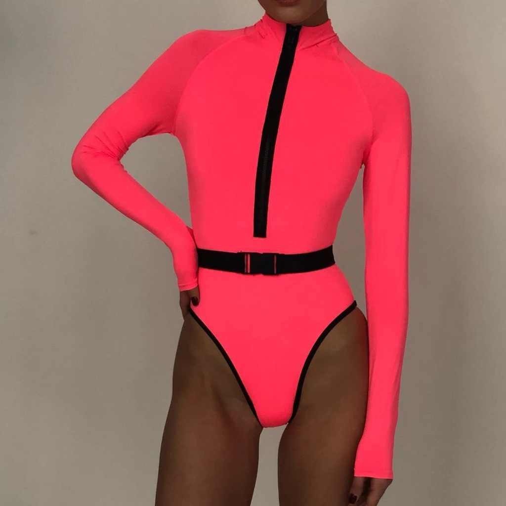 neon long sleeve bathing suit