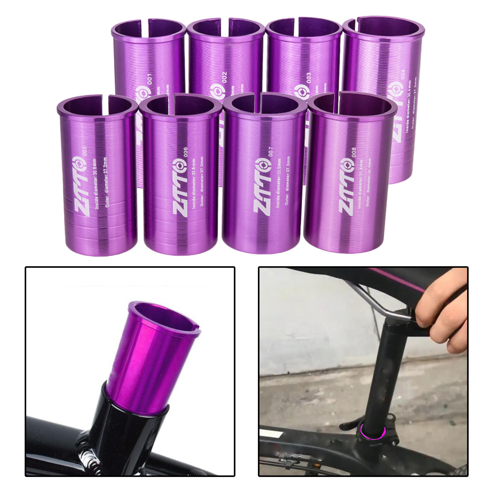 Bicycle Seatpost Sleeve Road Bike Seat Post Shim 25.4/27.2/28.6/30.4/30.8/31.6/33.9/34.9mm Post Tube Adapter