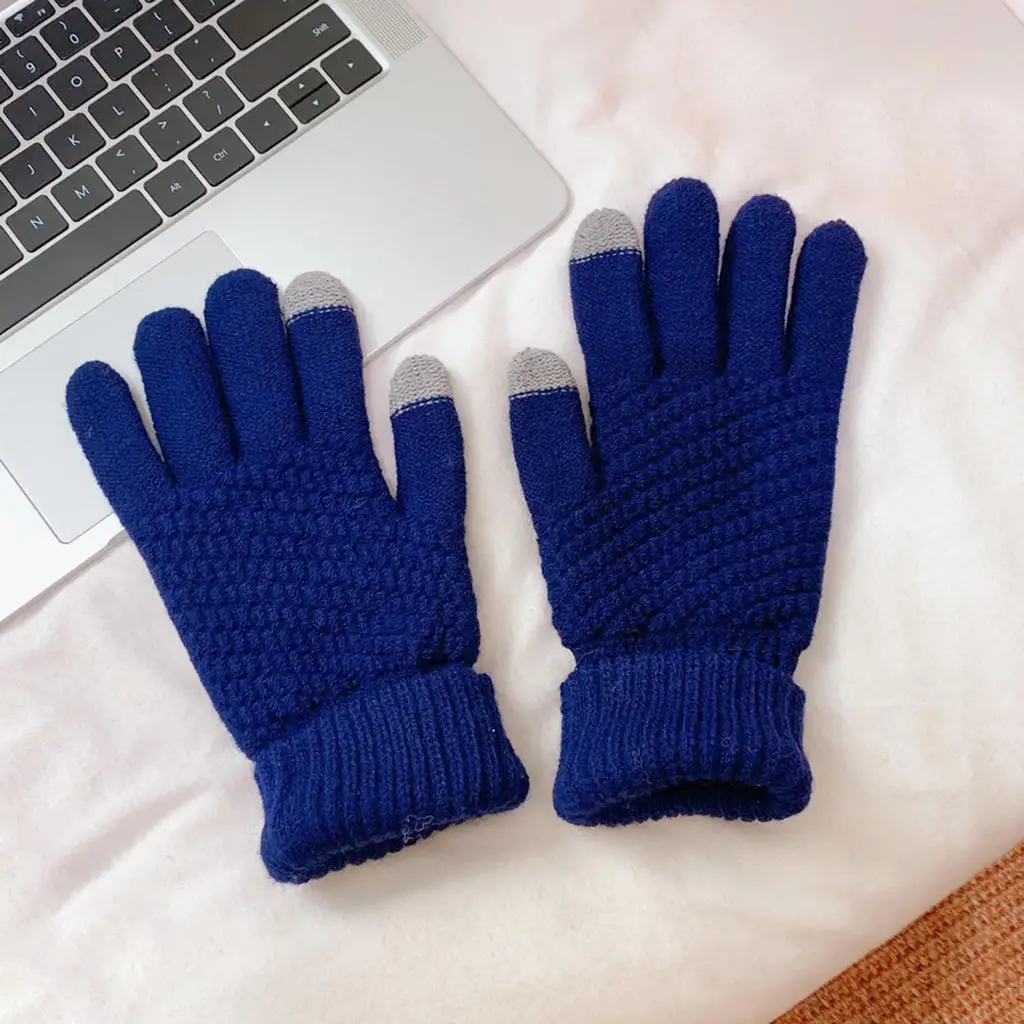Knitted Winter Gloves Winter Warm Thick Gloves Touch Screen Skiing Gloves