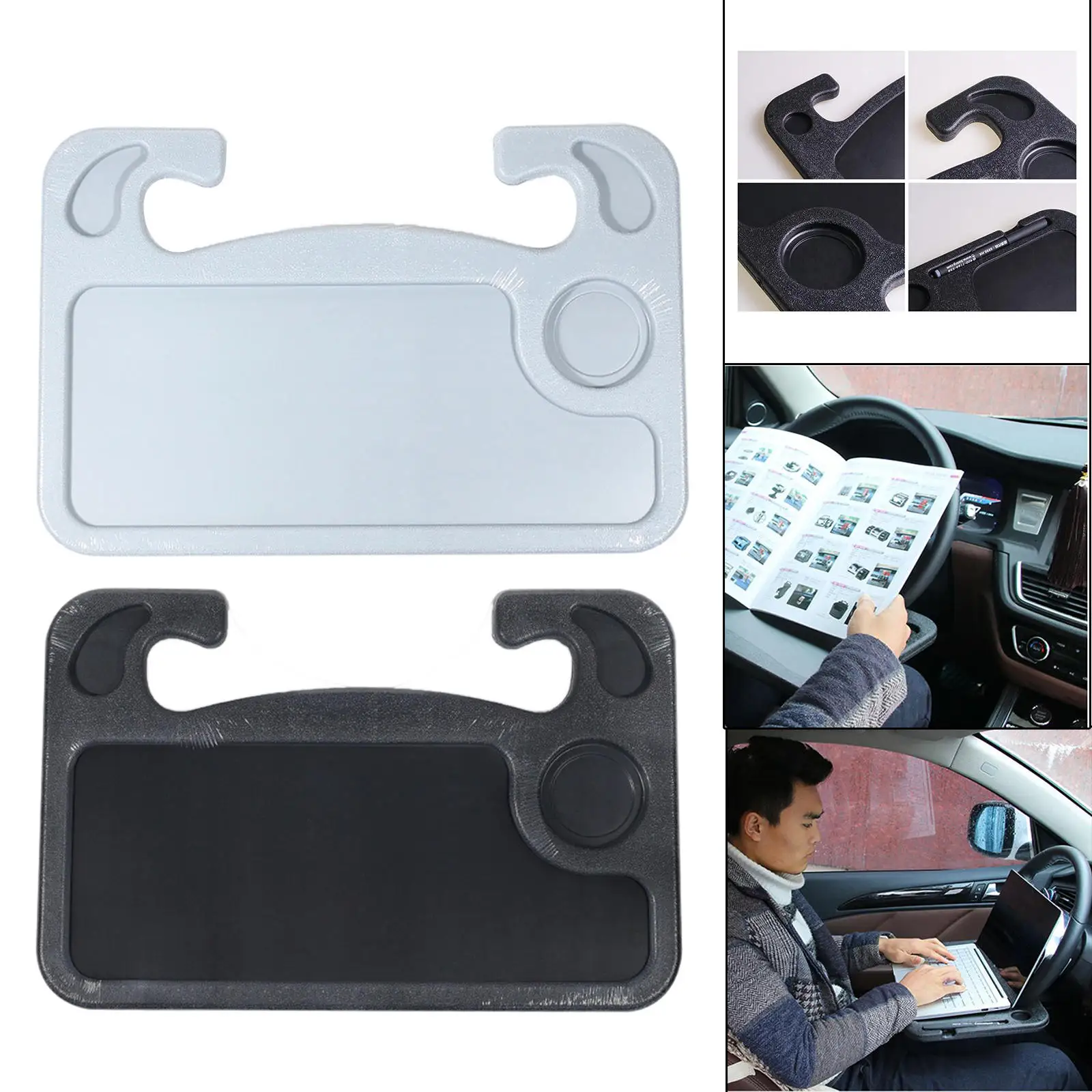 Car Food Eating Trays, Car Steering Wheel Tray Desk Eating Table Mount Stand Fits Most Vehicles Multifunctional