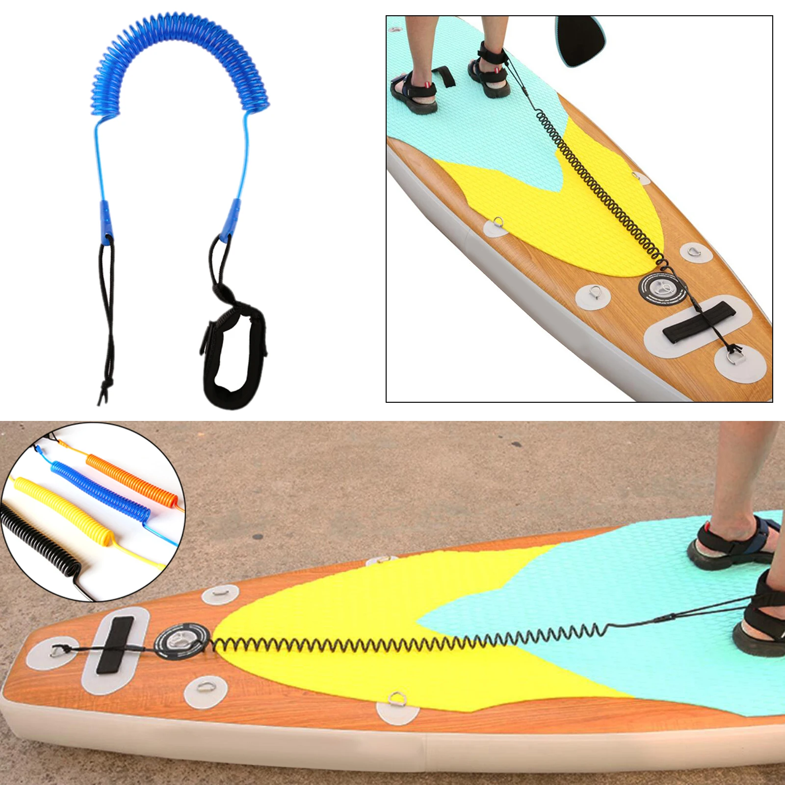 Surfing Leash Coiled Paddle Board Kayak Fishing Canoe Lanyard Rod Cord Rope