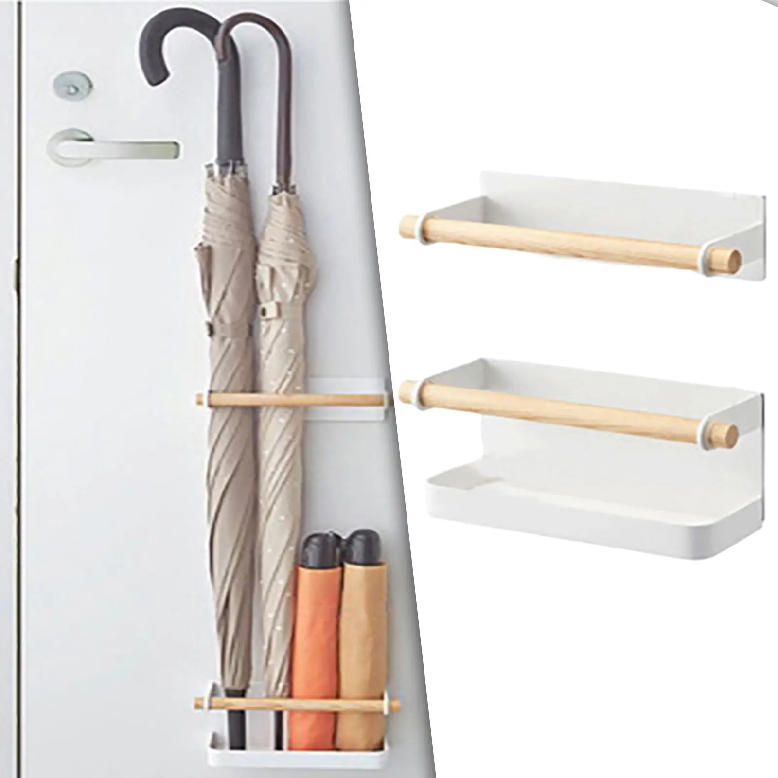 Magnet Umbrella Rack Hanger with Drip Tray Durable Decoration Organizer for Wall Home Indoor Outdoor Household Walking Sticks