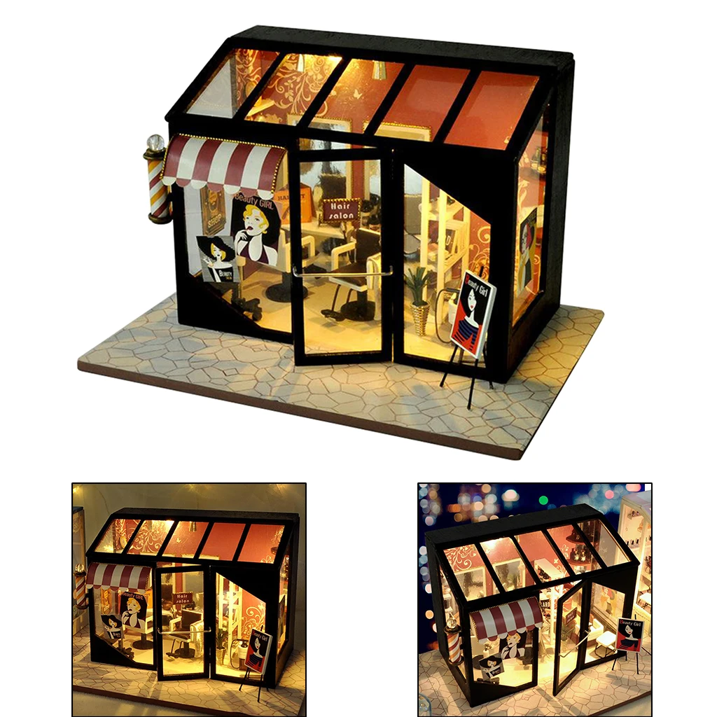 Wood Miniature Doll House Fashion with Furniture Kit for Children Gift