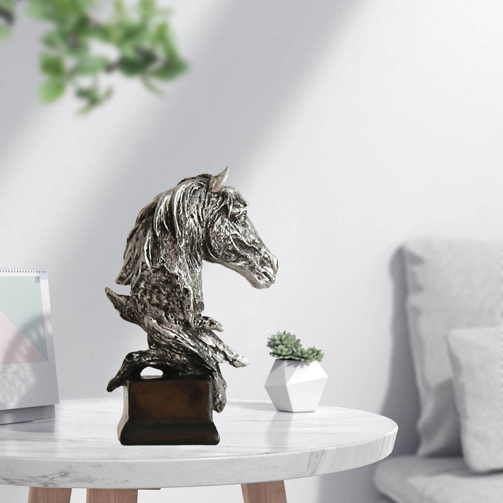 Horse Head Statue Farm House Living Room Decoration Desktop Table Wine Cabinet Arrangement Craft Furnishing Retro Sculpture