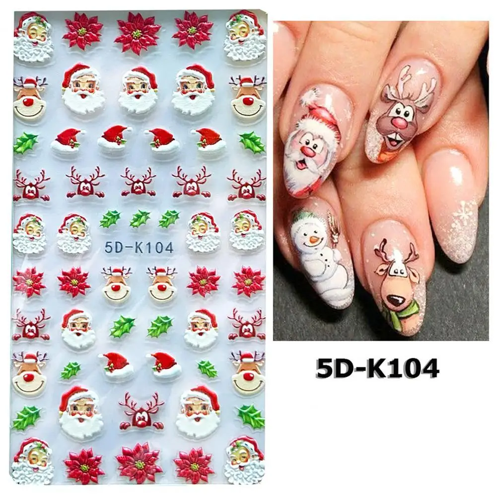 5d Engraved Christmas Stickers Nail Art Charms Snowflake ...