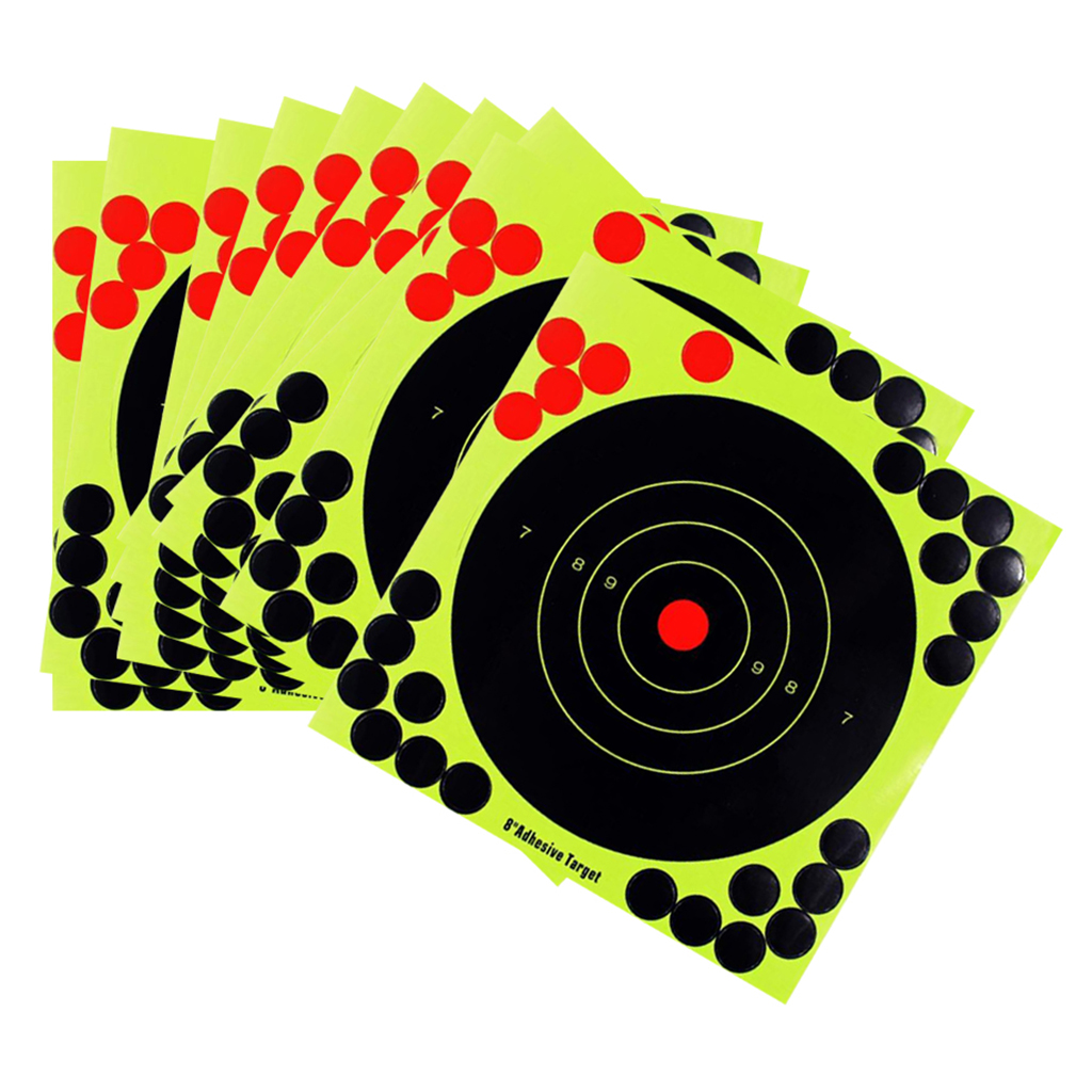 Outdoor Indoor Shooting Targets 8 inch Adhesive Target Splatter Glow Shot Rifle Florescent Paper Target 10 Pieces