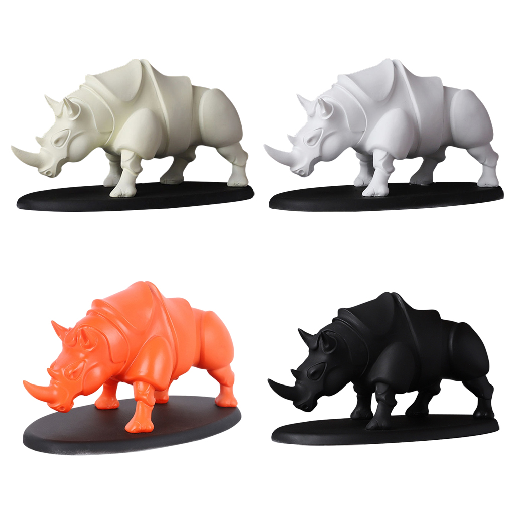Resin Rhinoceros Statues Nordic Sculpture Miniature Figurine Home Living Aesthetic Room Statue Office Desk Decor Ornaments