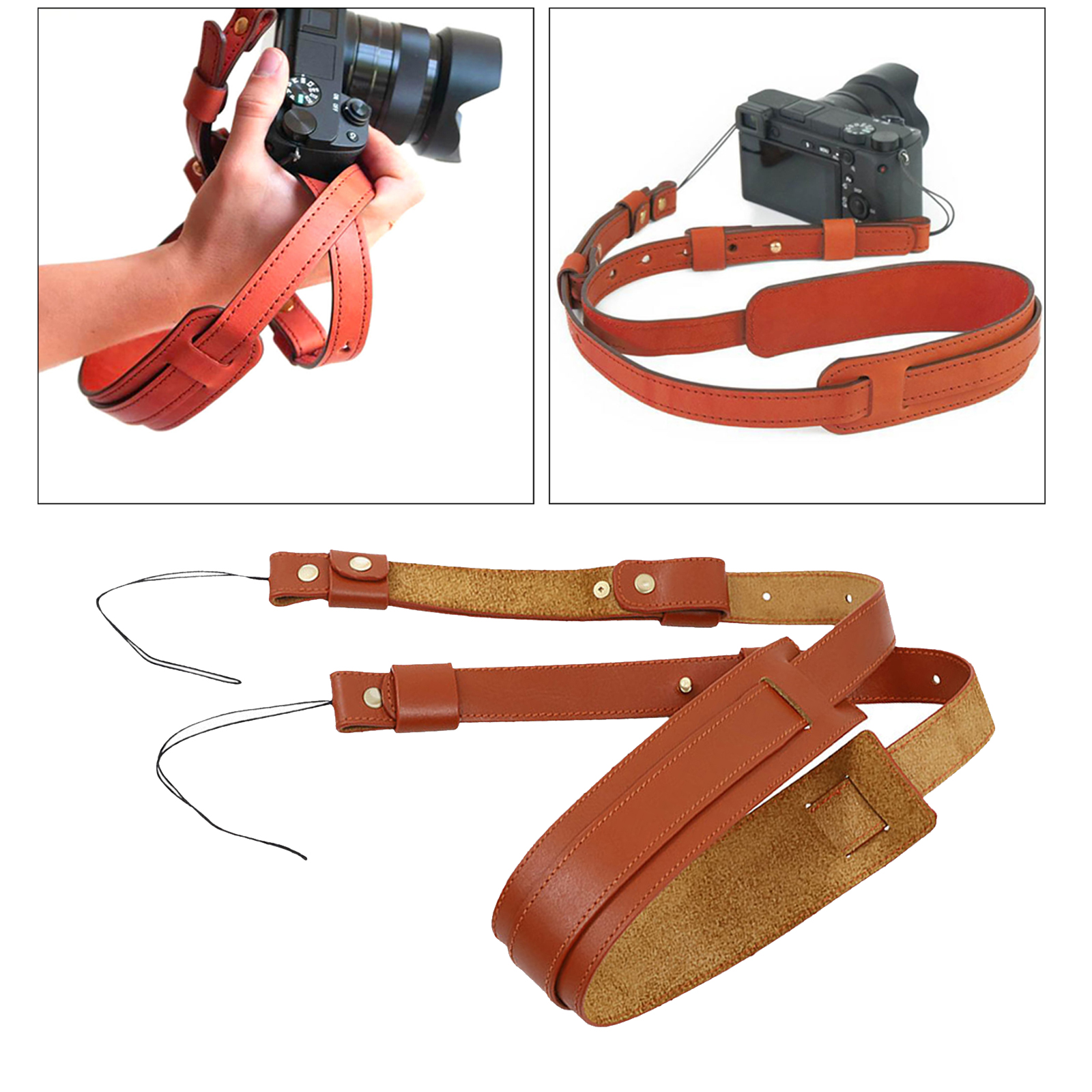 Camera Neck Straps Cowhide Safety Connect Anti-Lost Shoulder Strap for All Camera Lanyard for Photographers