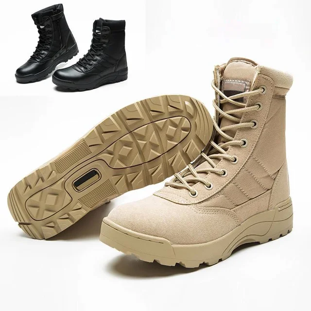 New Men High Quality Brand Military Leather Boots Special Force Tactical  Desert Combat Men's Boots Outdoor Shoes Ankle Boots