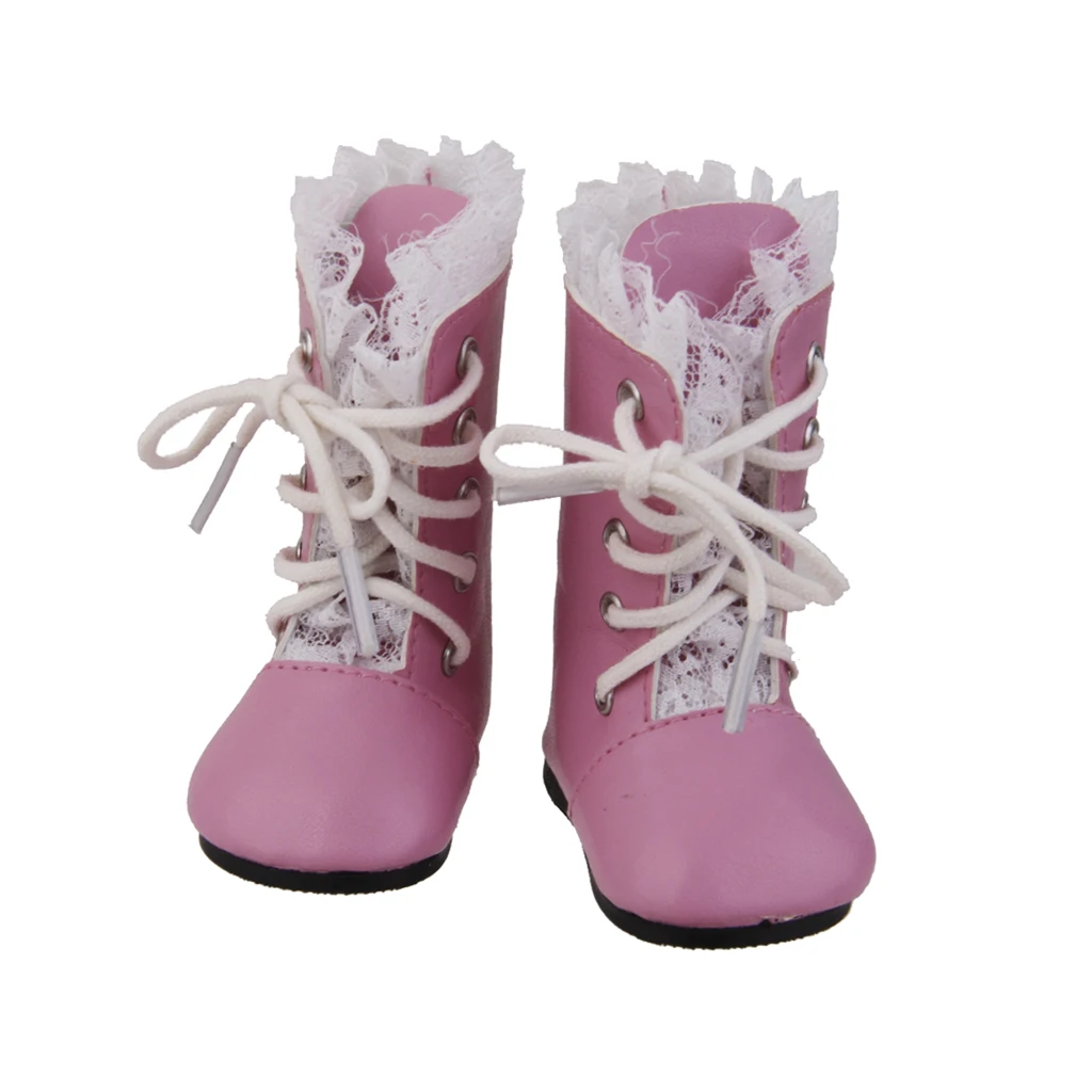 Pink Princess Lace Up Boots Shoes For 18`` American My Life Gotz Doll