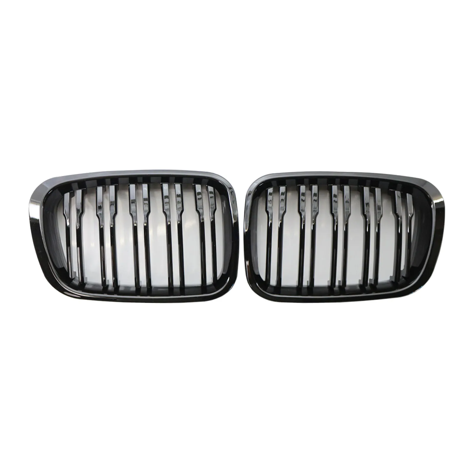 Glossy Black Double Line Front Hood Kidney LH RH Grille Replacement for  E46 4 Door 1998-2001 Sedan 320i 323i