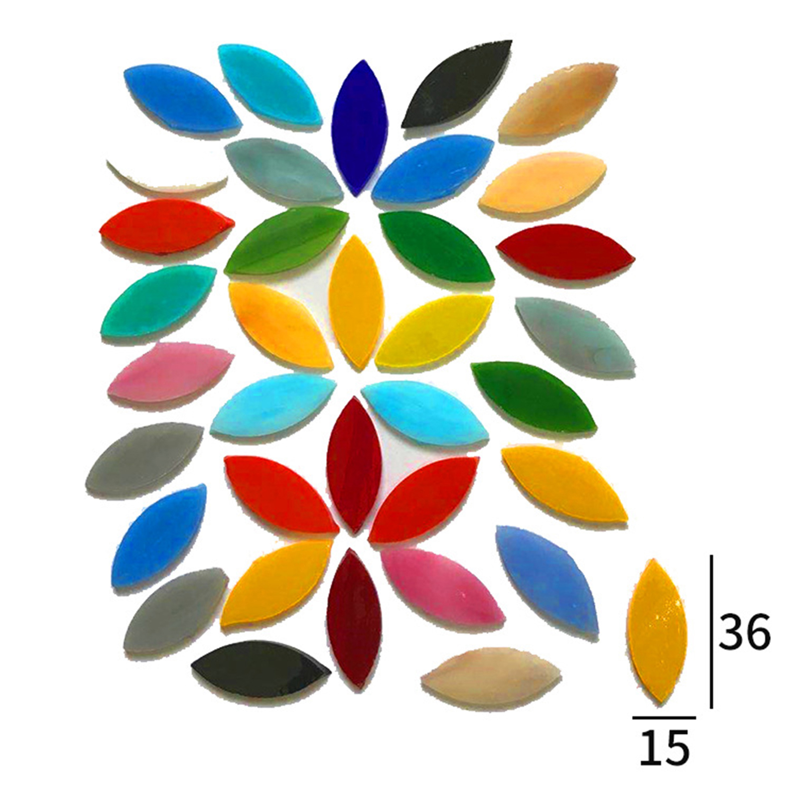 100 Pieces Assorted Colors Petal Mosaic Tiles for Art Crafts Decoration